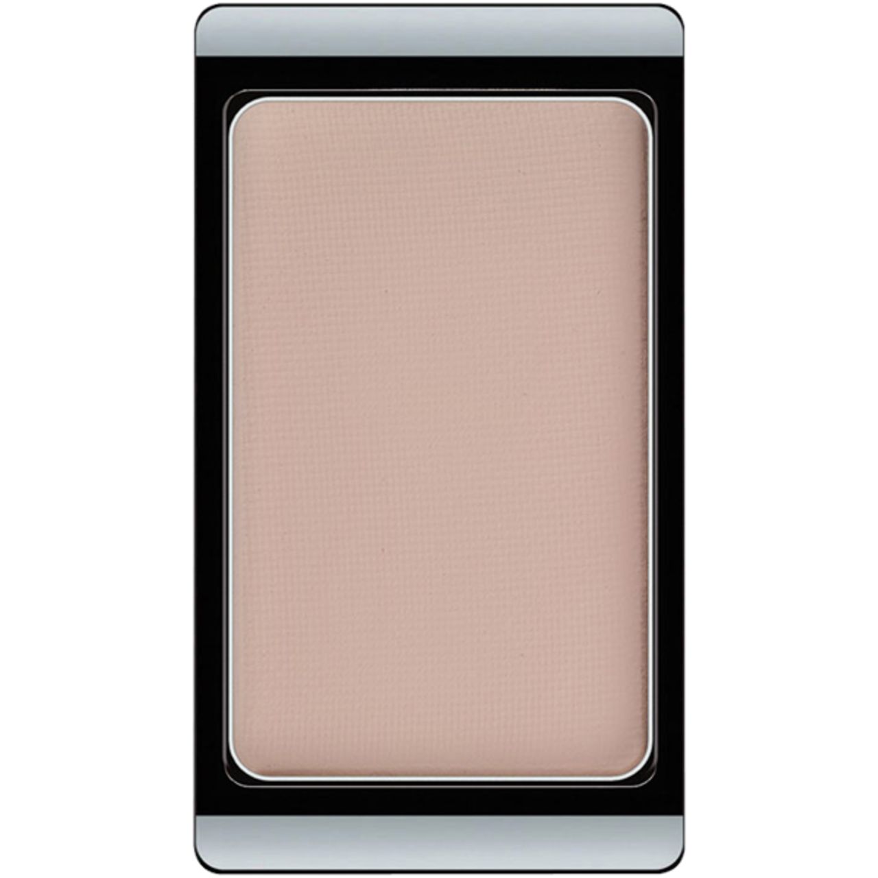 Artdeco Lidschatten Mattfarben. Rechteckige, beige Lidschatten-Palette in schwarzem Gehäuse mit silbernen Akzenten.
