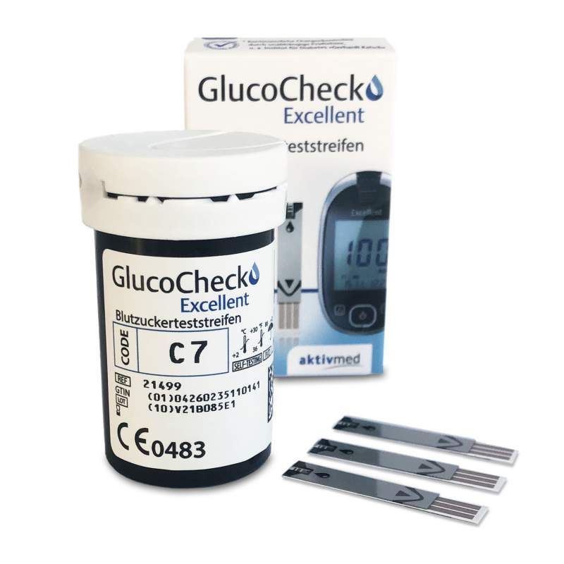 GlucoCheck Excellent Blutzuckerteststreifen, 25 Stück