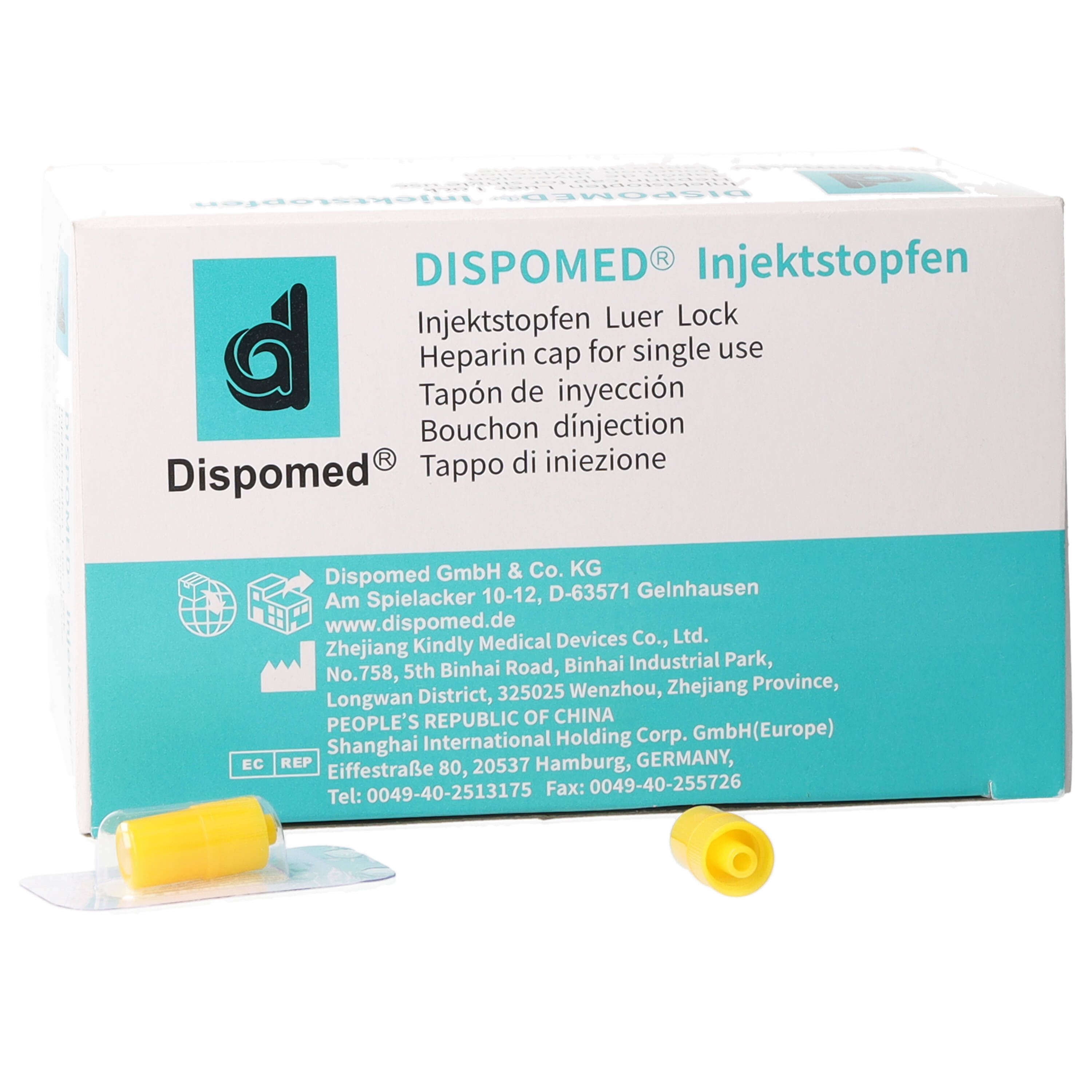 DISPOMED Injektstopfen mit Zuspritzmöglichkeit gelb