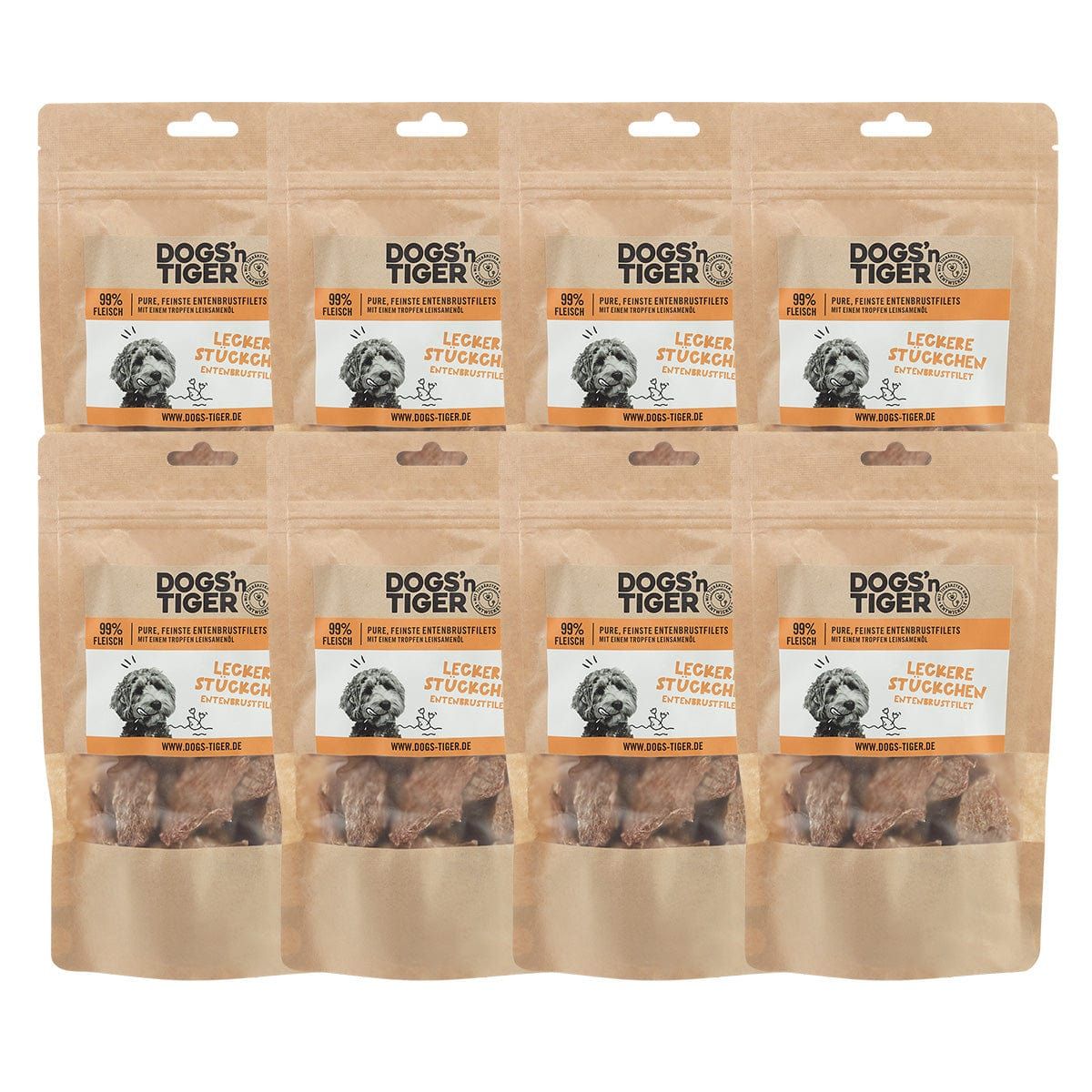 Dogs’n Tiger Adult Hunde Snacks Lecker Stückchen, Leckerlies, 100% Entenbrustfilet