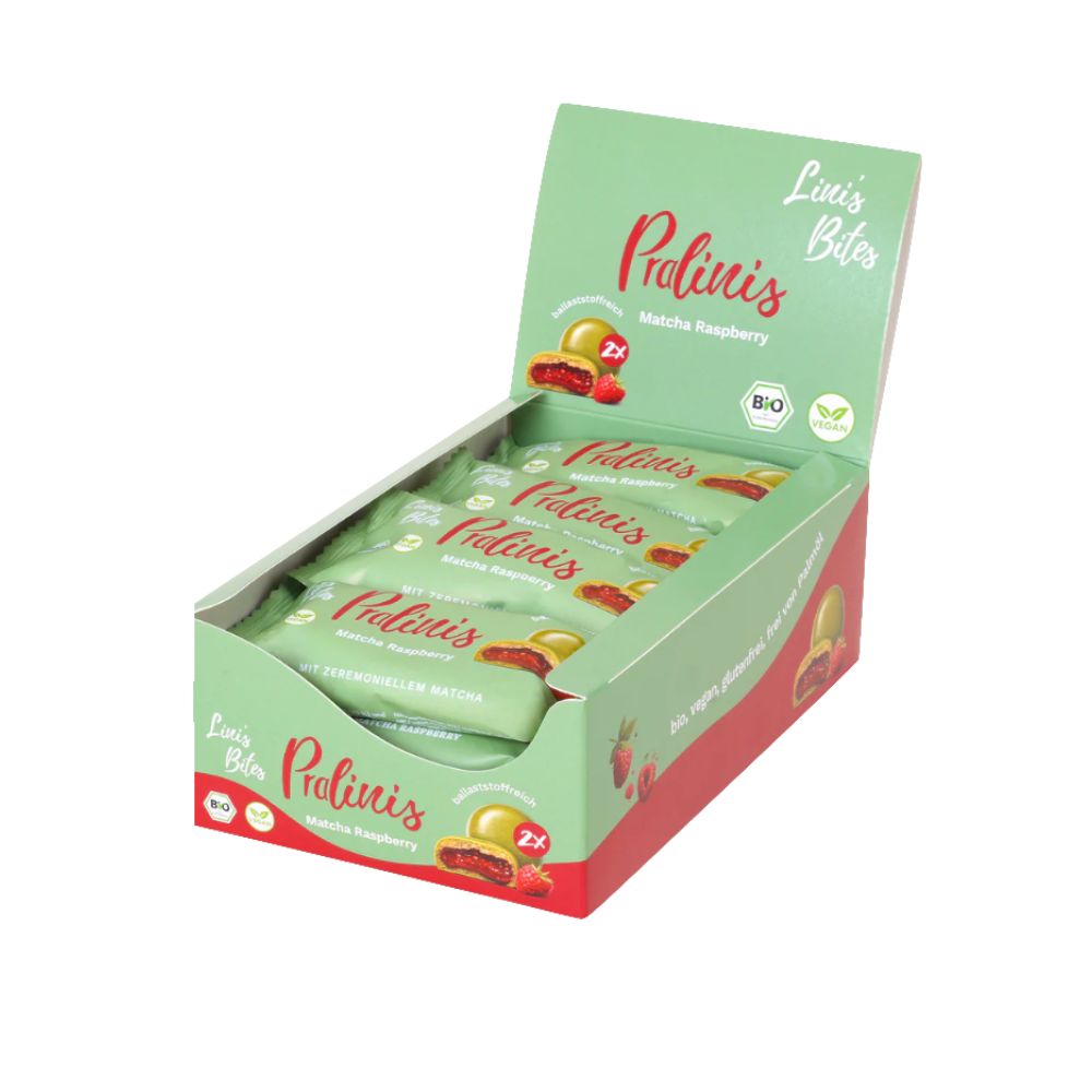 Lini's Bites Pralinis Matcha Raspberry Bio Himbeere 12x46 g