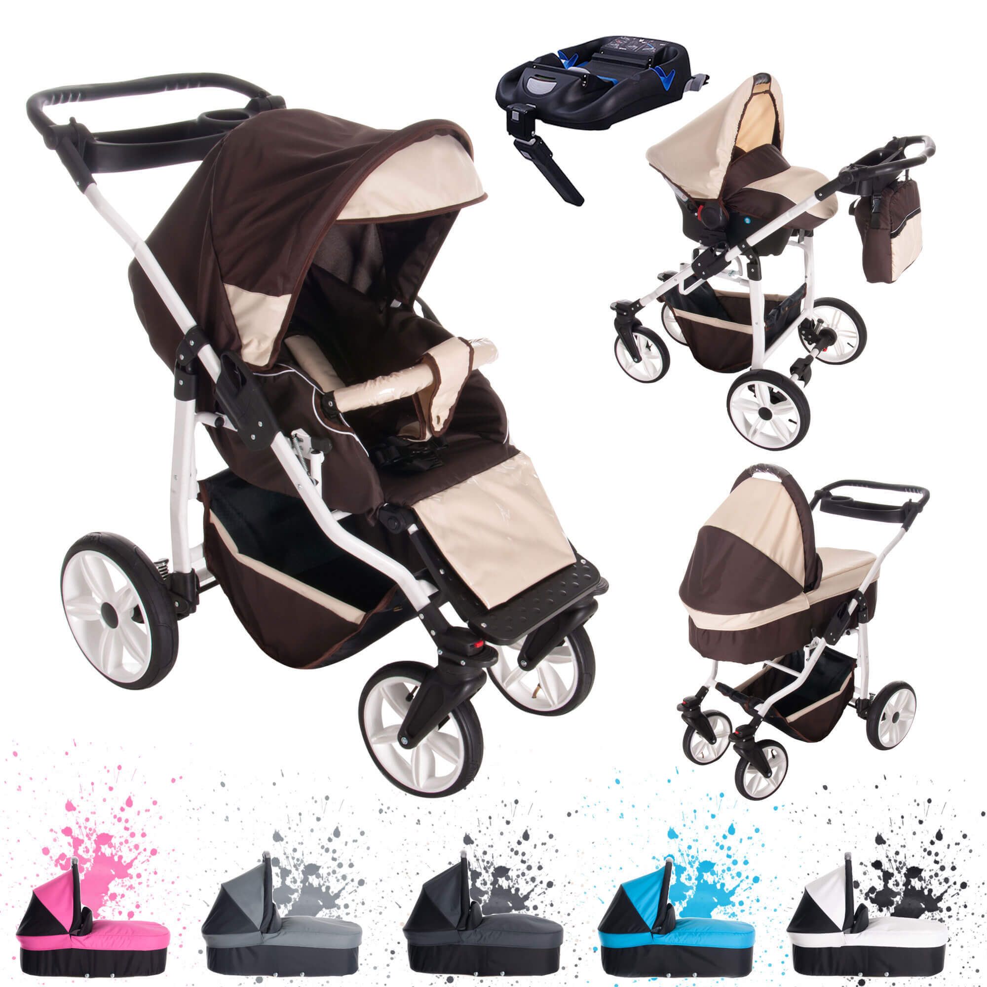 Bebebi Zürich Isofix Basis & Autositz 4 in 1 Kinderwagen Luftreifen, Charmey