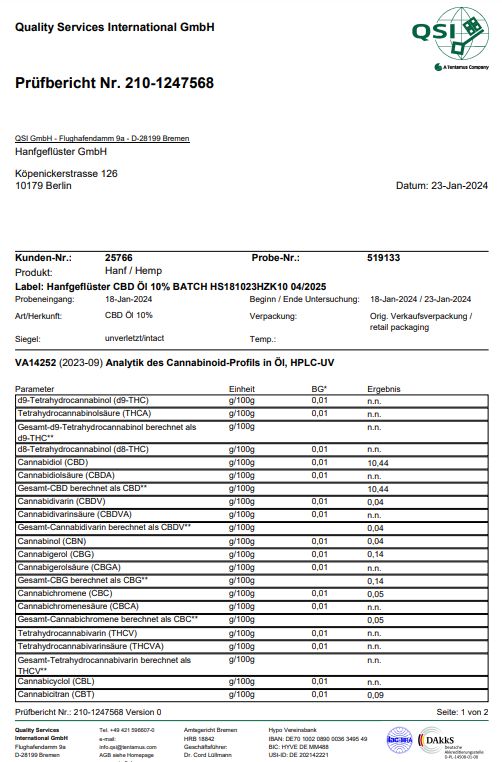 HANFGEFLÜSTER  Vollspektrum CBD Öl 10%