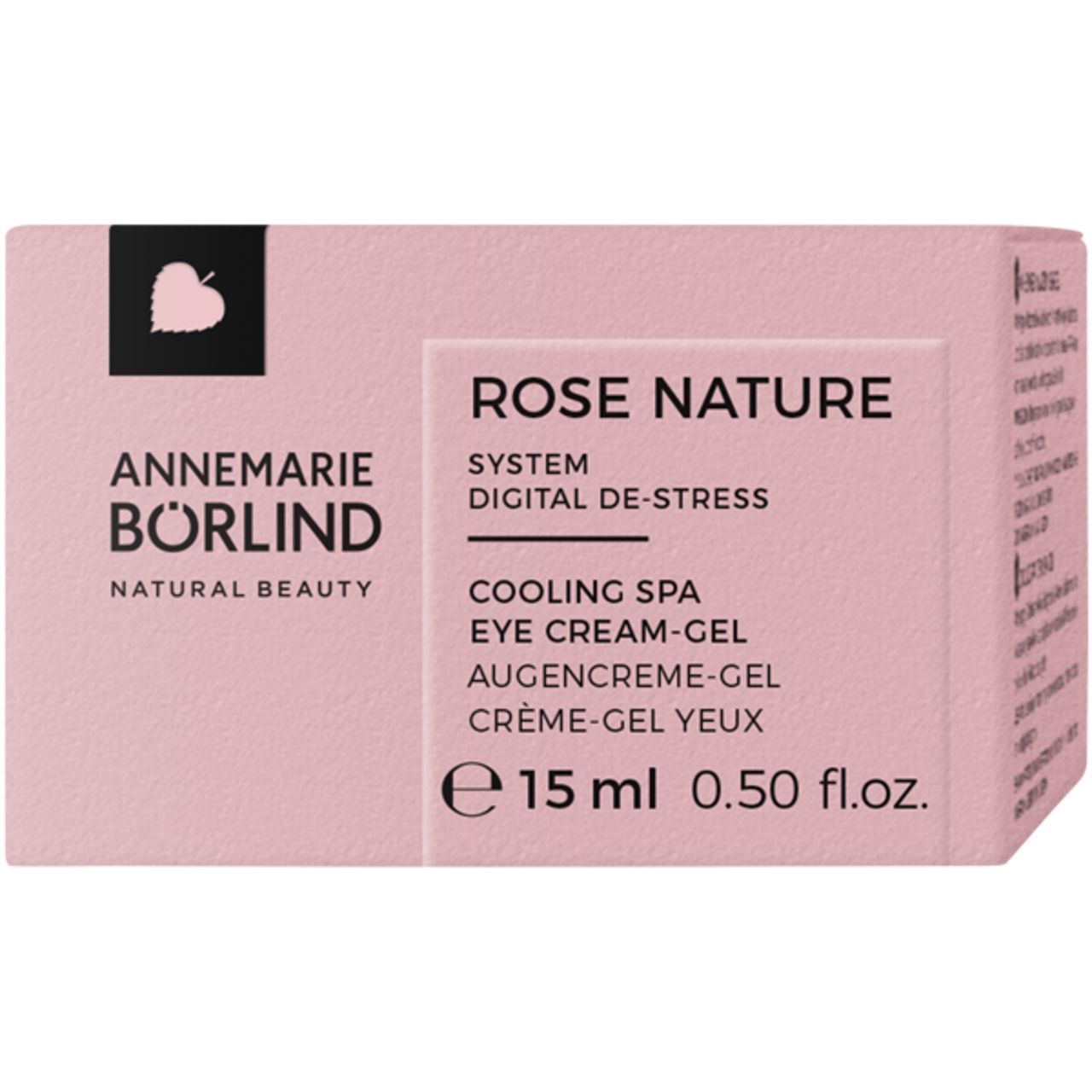 Schachtel. Rosa Verpackung. Aufschrift: ROSE NATURE. 15ml. Marke: ANNEMARIE BÖRLIND.