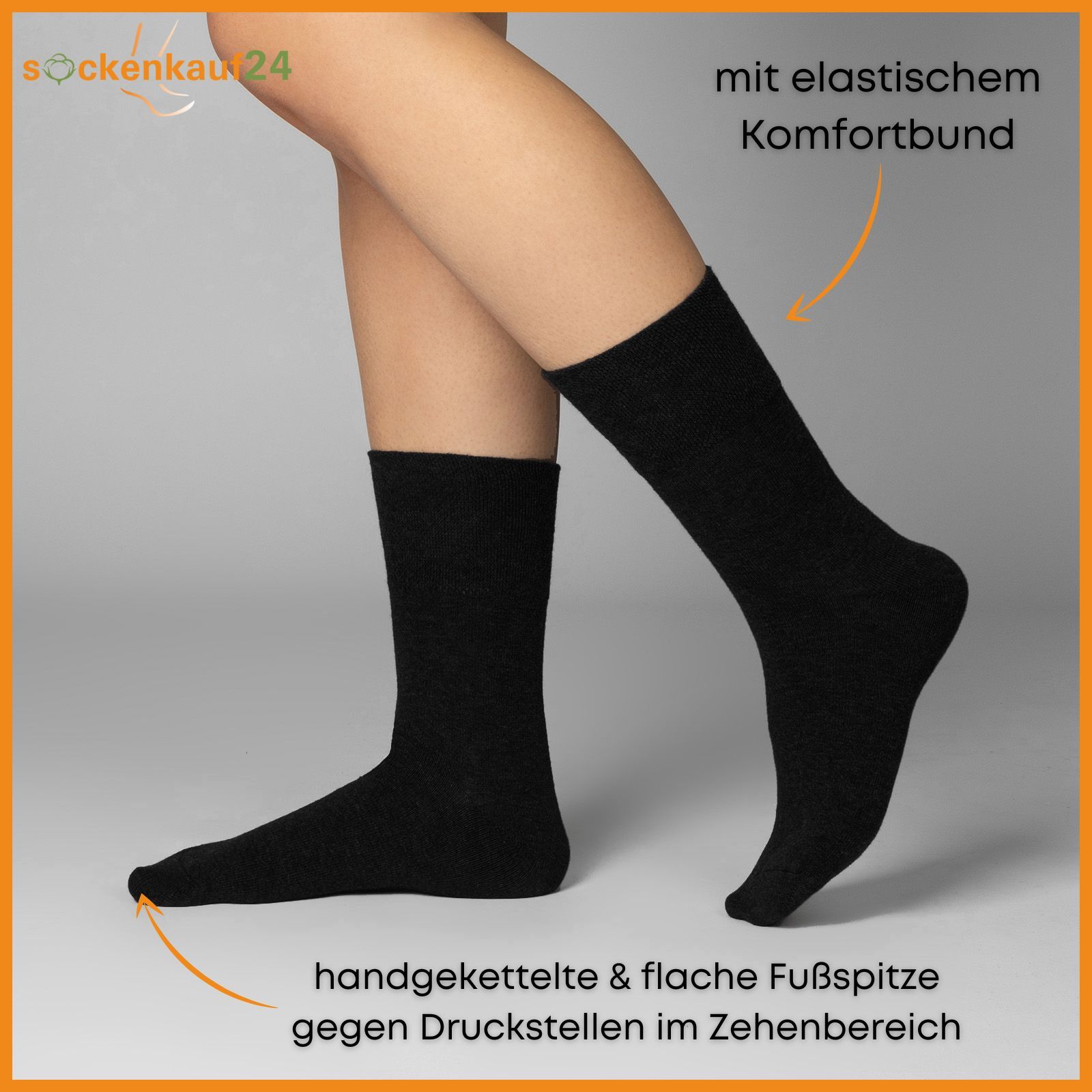 Diabetiker Socken ohne Gummi & ohne Naht aus 97% Baumwolle für Damen und Herren