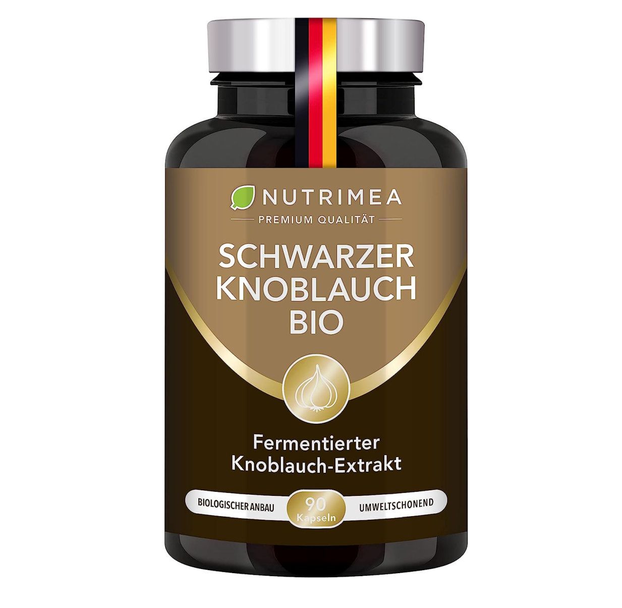 Nutrimea Schwarzer Knoblauch BIO | Knoblauchextrakt PATENTIERT ABG10+® Aged Black Garlic Extrakt