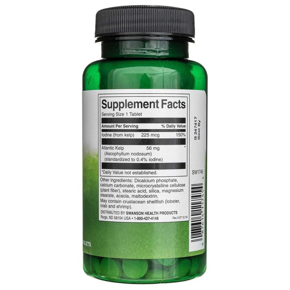 SWANSON SWANSON Kelp Tyroid Support Iodine Source 250 tablečių