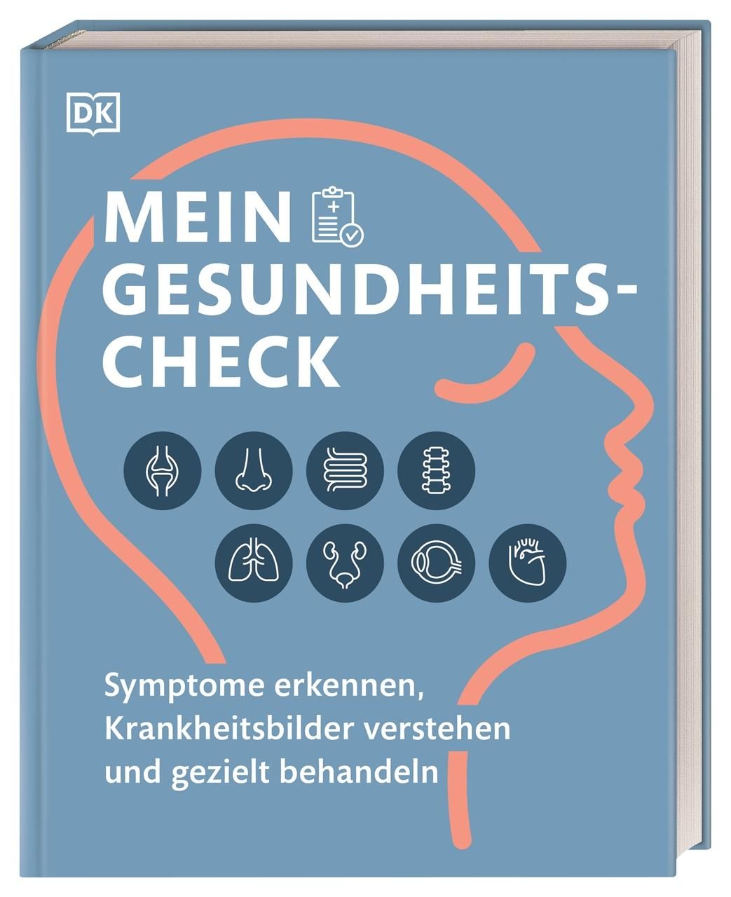Buchcover von Mein Gesundheits-Check. Titel und Illustrationen von Organen. DK-Logo oben links.