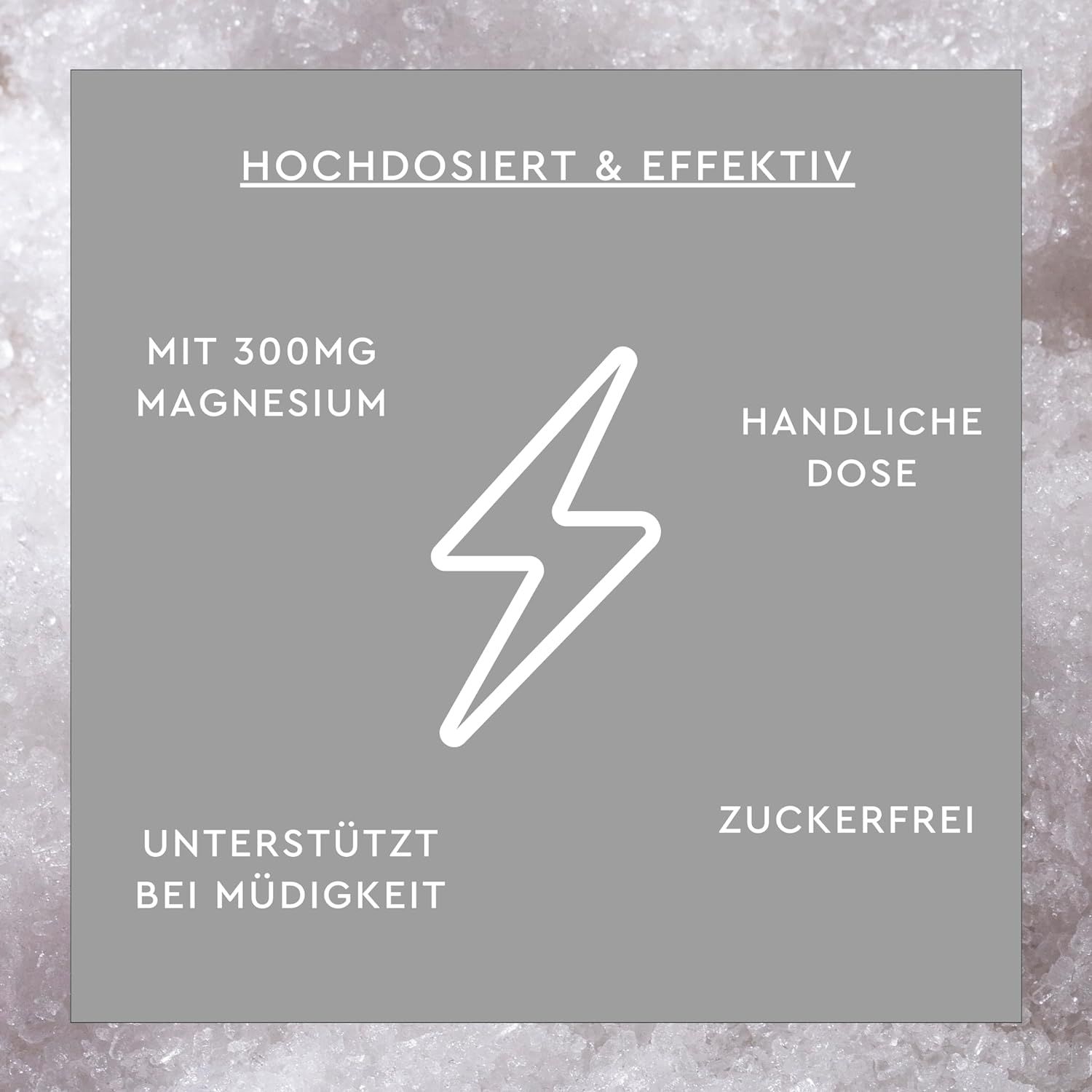 Produktabbildung mit 5 Vorteilen. Sunlife Magnesium 300 mg Packung. 150 Tabletten. Hochwertige Inhaltsstoffe. Ohne Zusätze.