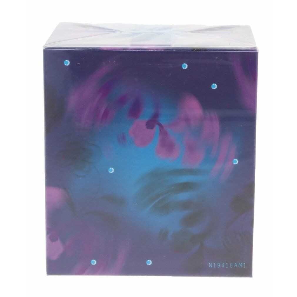 Verpackung von Midnight Fantasy. Dunkelblauer Hintergrund mit floralen Elementen und blauen Punkten.