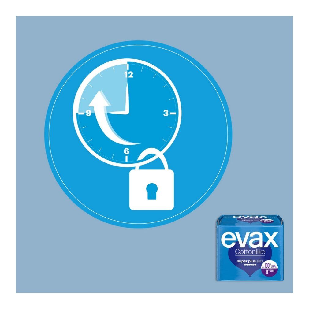 Evax Cottonlike súper Plus Damenbinden Mit Flügeln