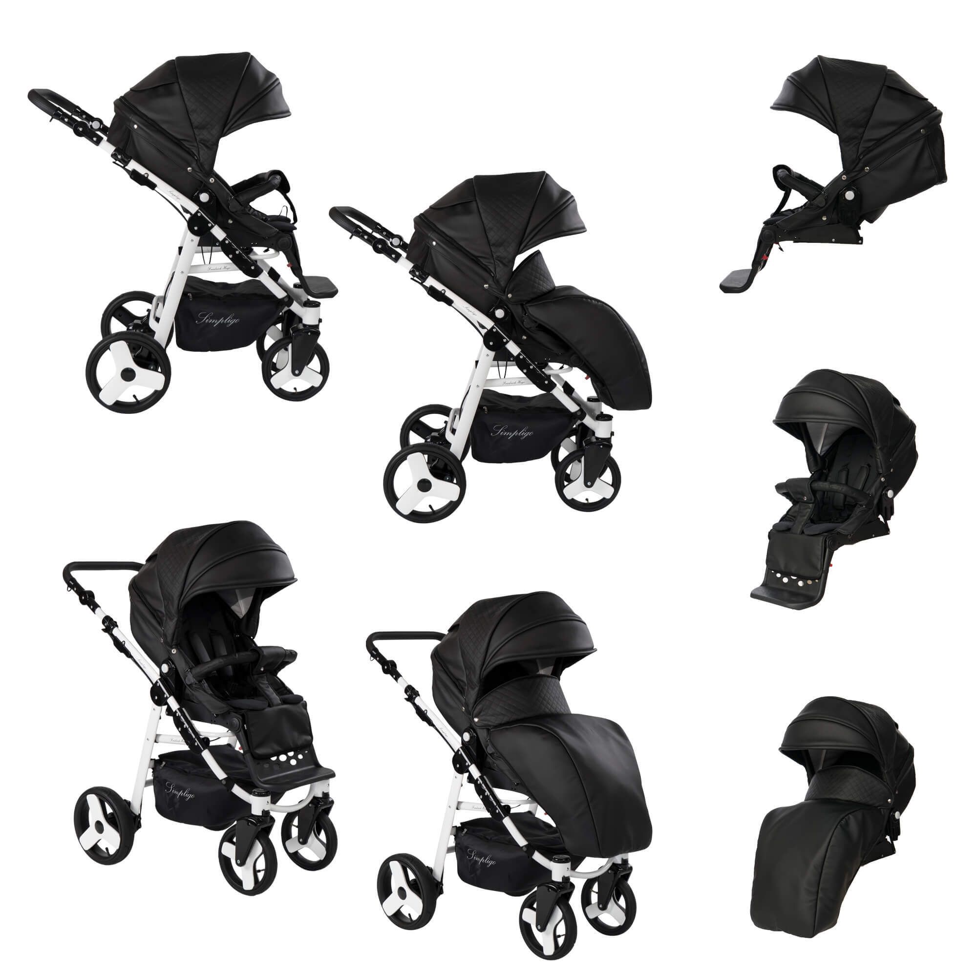Friedrich Hugo Simpligo 4 in 1 Kinderwagen mit original Maxi Cosi, Schwarz (Kunstleder)
