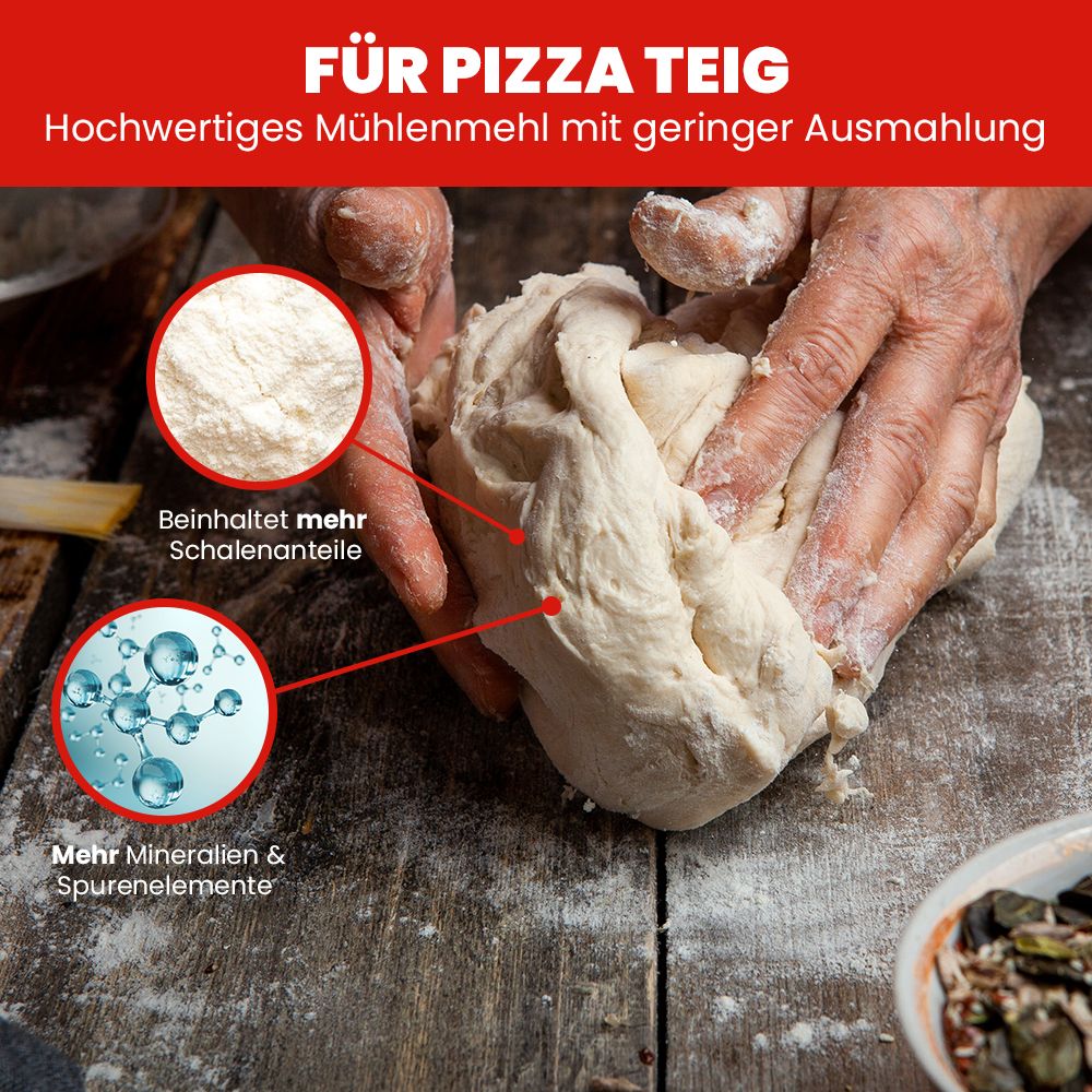 SANUUS® Pizzamehl Typo 00 aus dem Allgäu für Pizzateig & Brot 4260294671720