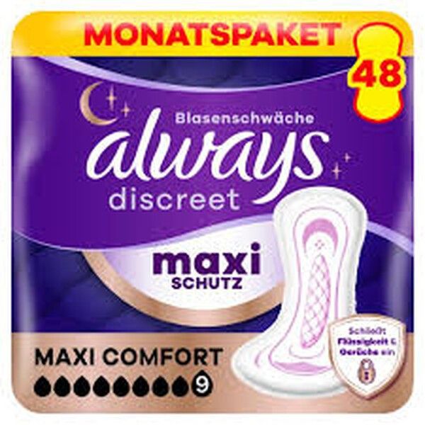 Always Discreet Inkontinenz-Einlagen Maxi Comfort 48 St