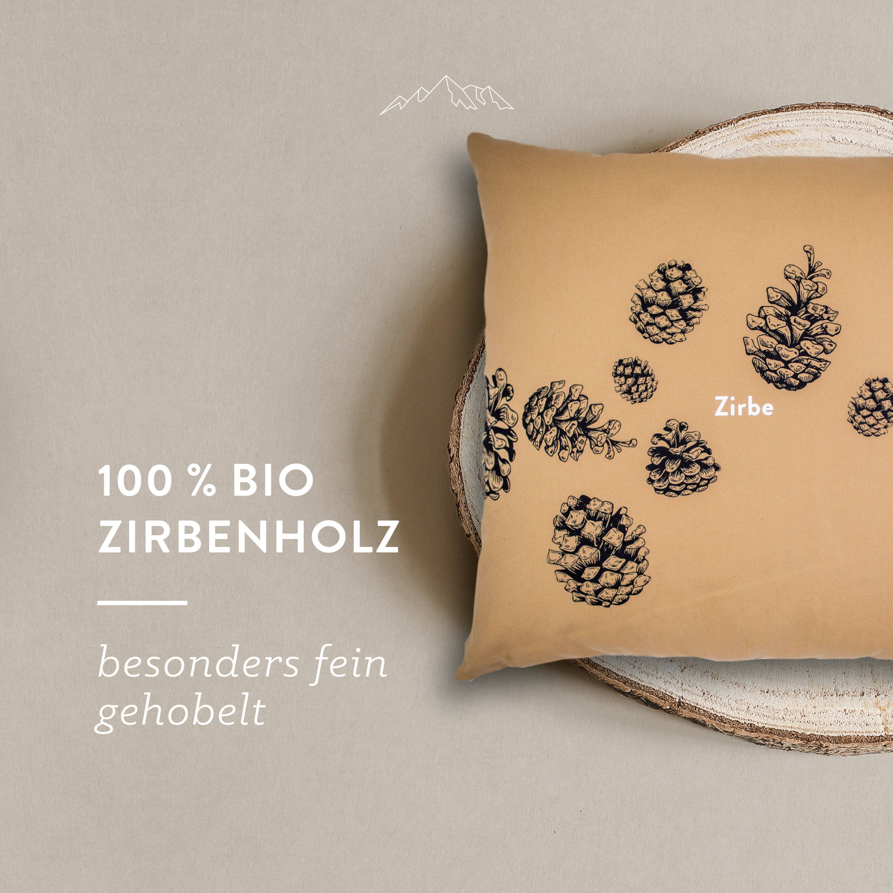 AllgäuQuelle – Bio Zirbenkissen mit 100% Bio-Zirbenspäne. Natürliches Duftkissen, Zirbenholzkissen 0,5 kg Kissen