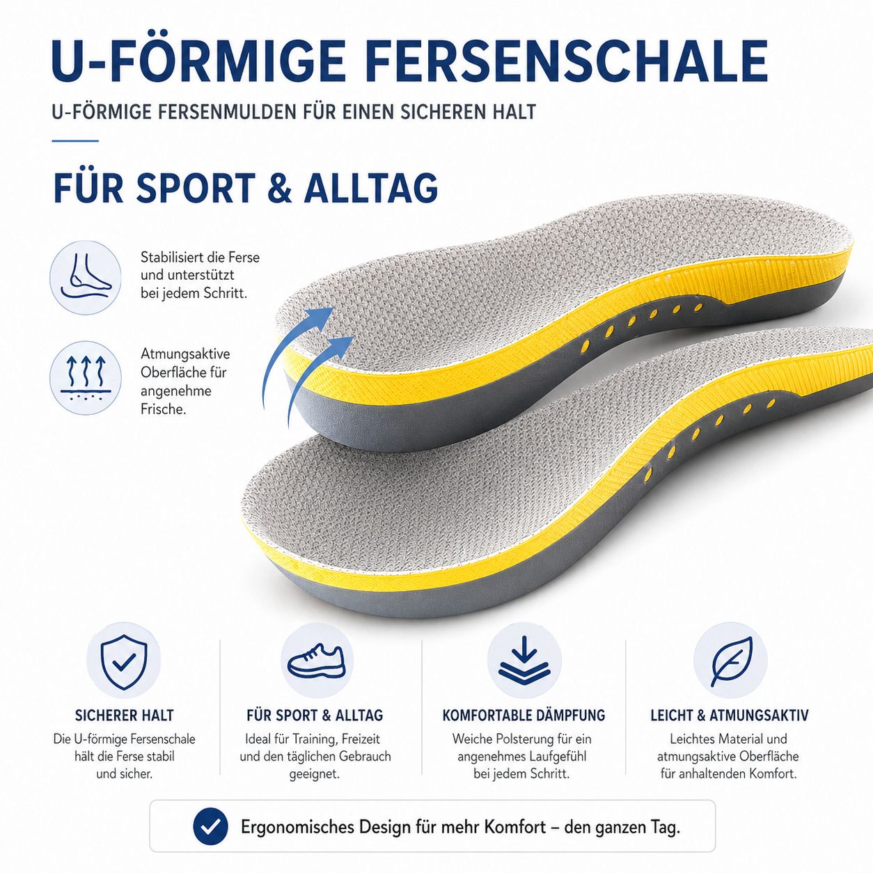 COOL-i Orthopädische Gel-Einlegesohlen,Für Sport & Alltag, zur Entlastung bei Druck im Fersenbereich