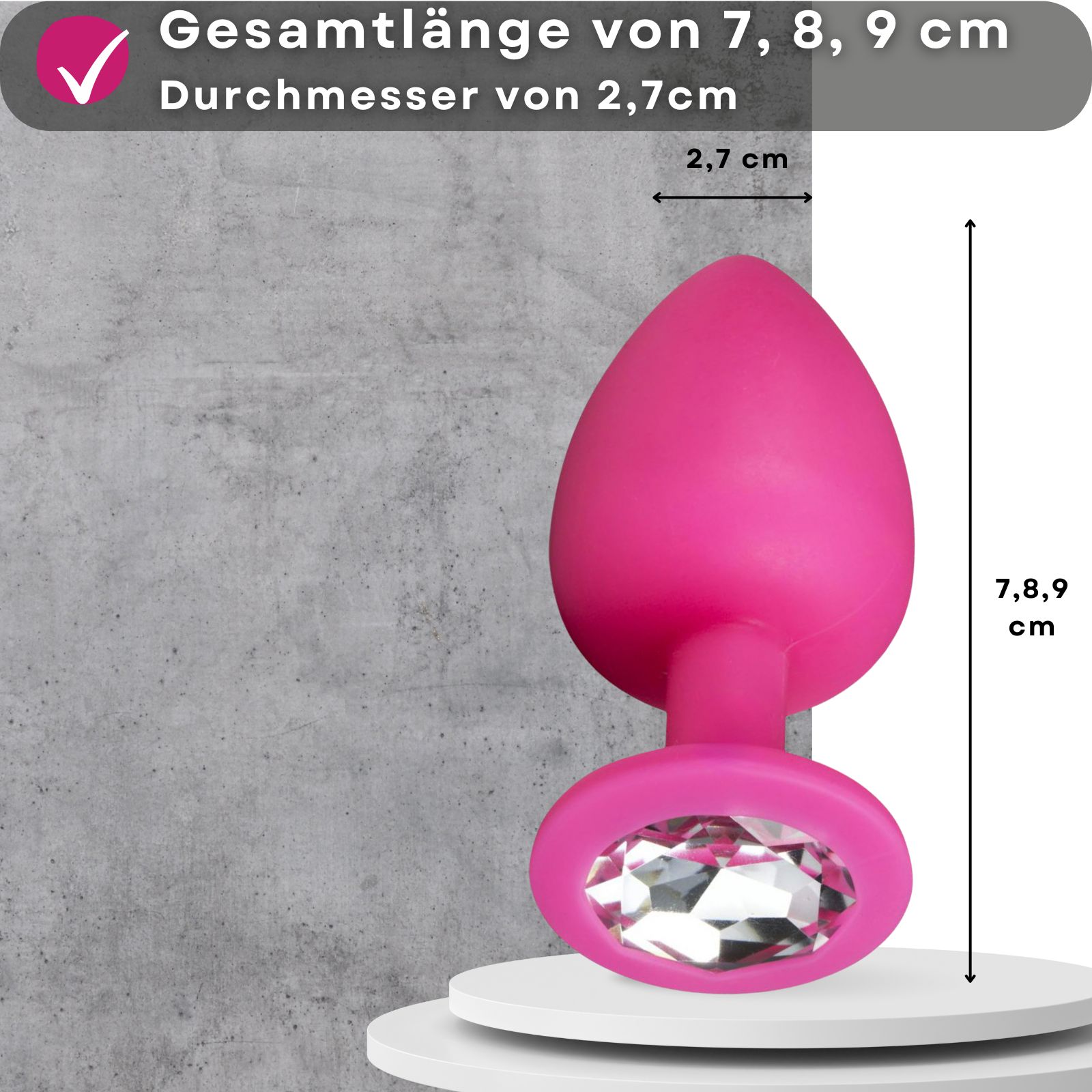 Analplug aus Silikon in Pink mit Zierstein - SET - Easytoys