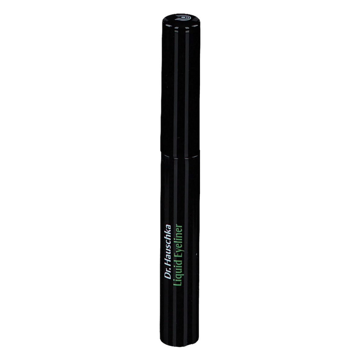 Schwarzer flüssiger Eyeliner in einer schwarzen Hülse. Aufschrift: Dr. Hauschka Liquid Eyeliner.