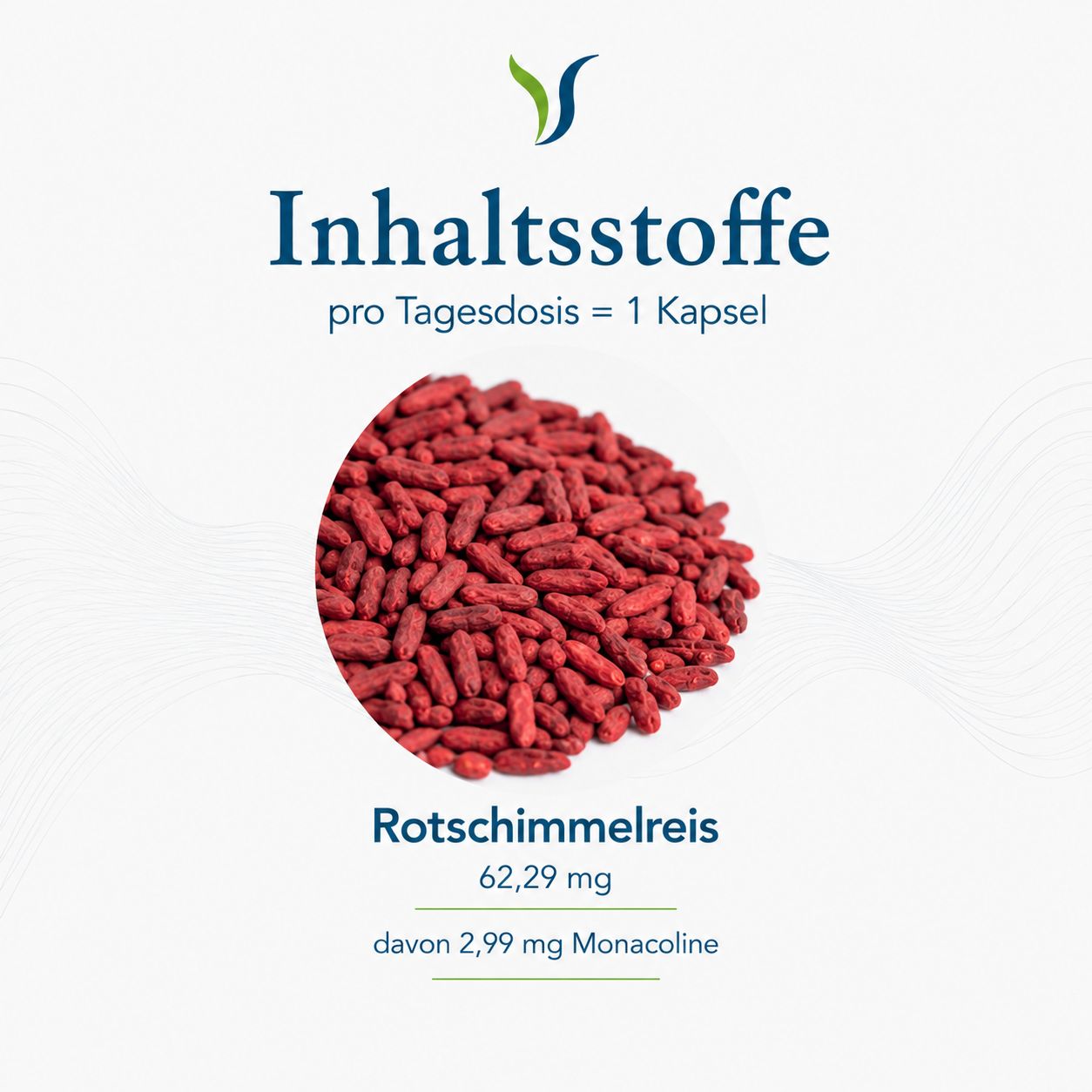 Rotschimmelreis, 62,29 mg pro Kapsel, davon 2,99 mg Monacoline.