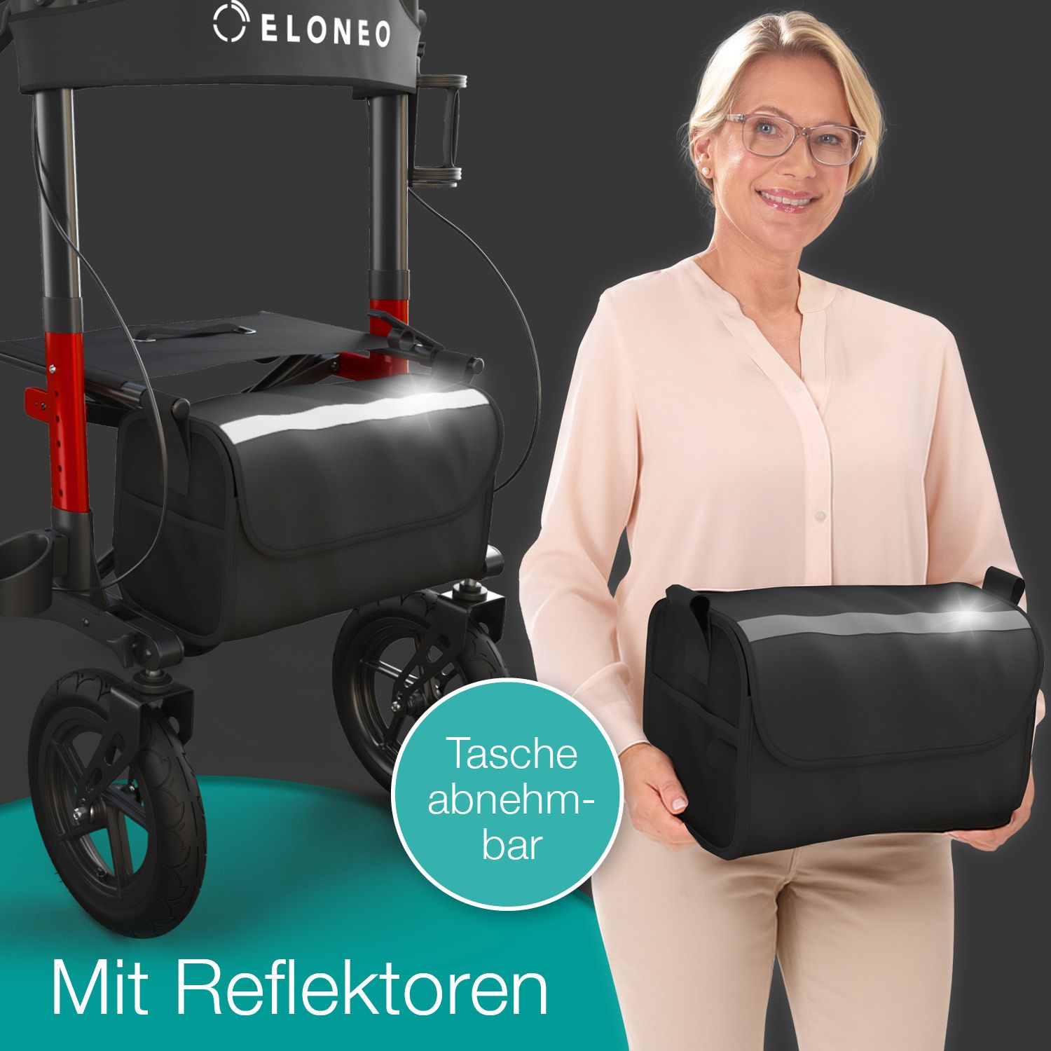ELONEO Outdoor Rollator mit Luftbereifung
