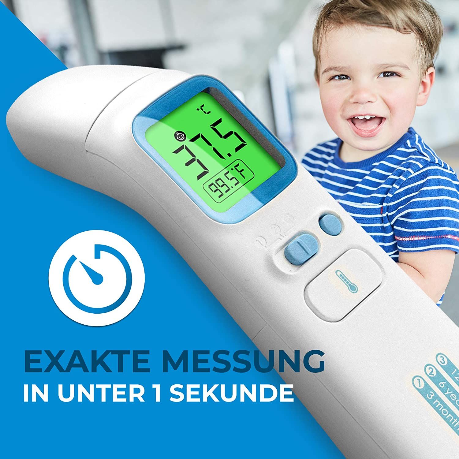 Grundig Fieberthermometer kontaktlos Infrarot - Hochpräzise Ohr Stirn