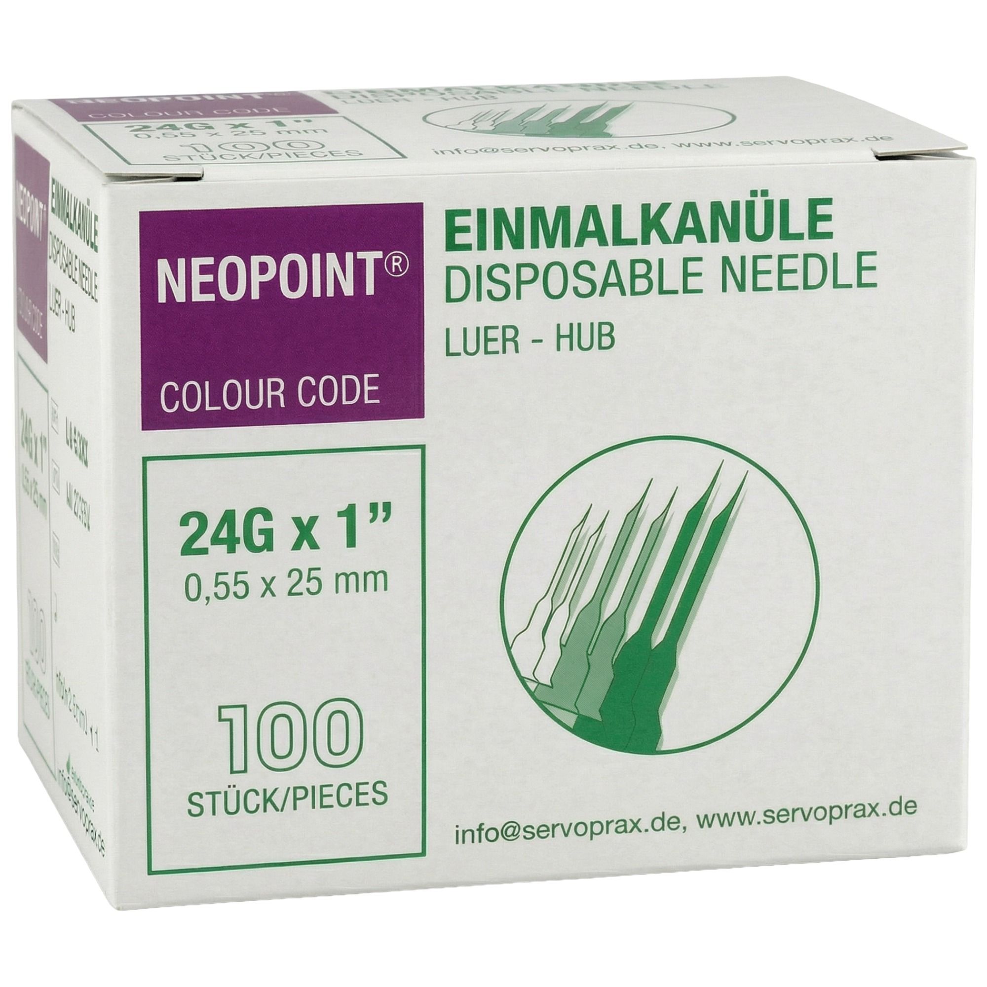 Einmalkanüle Neopoint 24 Gx1 0,55x25 mm steril 100 St Kanüle