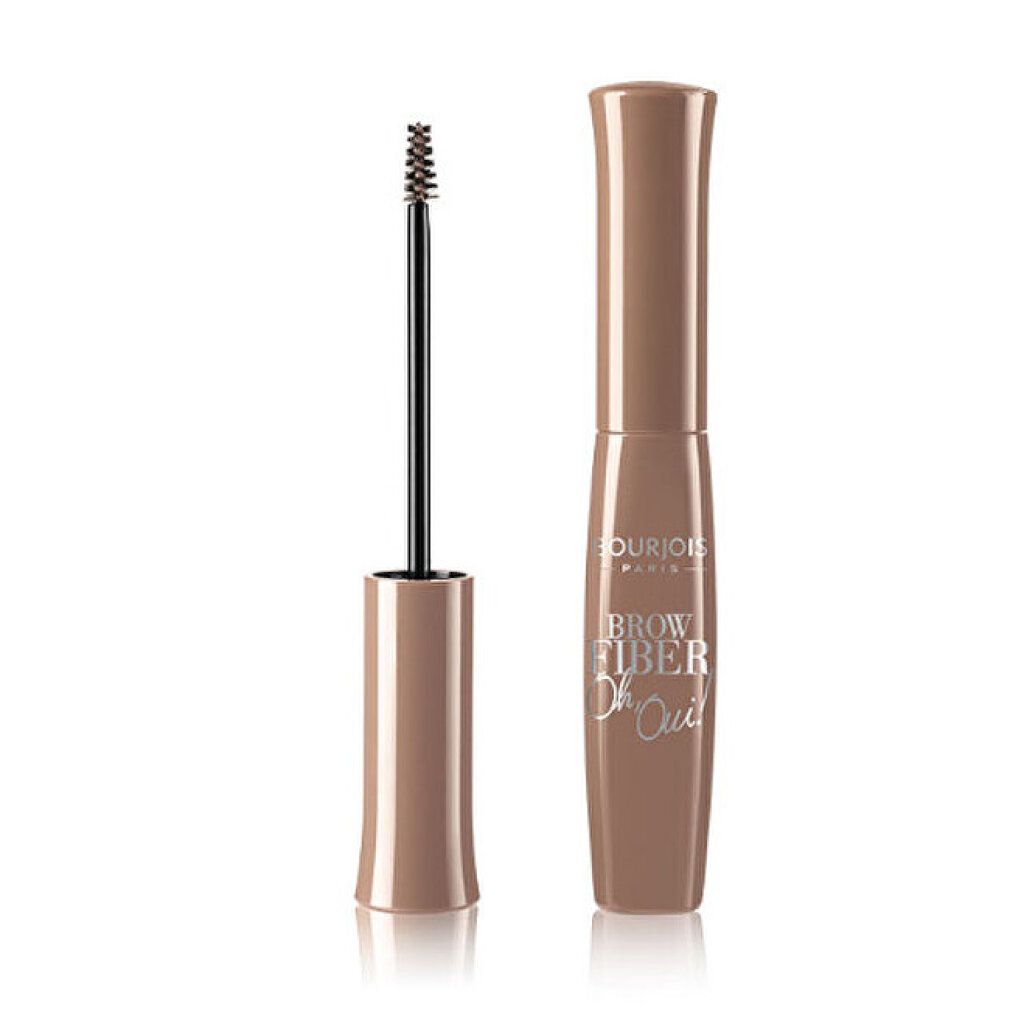 Brauenmascara Bourjois Brow Fiber, hellbraune Tube mit Bürste. Schriftzug: Brow Fiber Oh Oui!