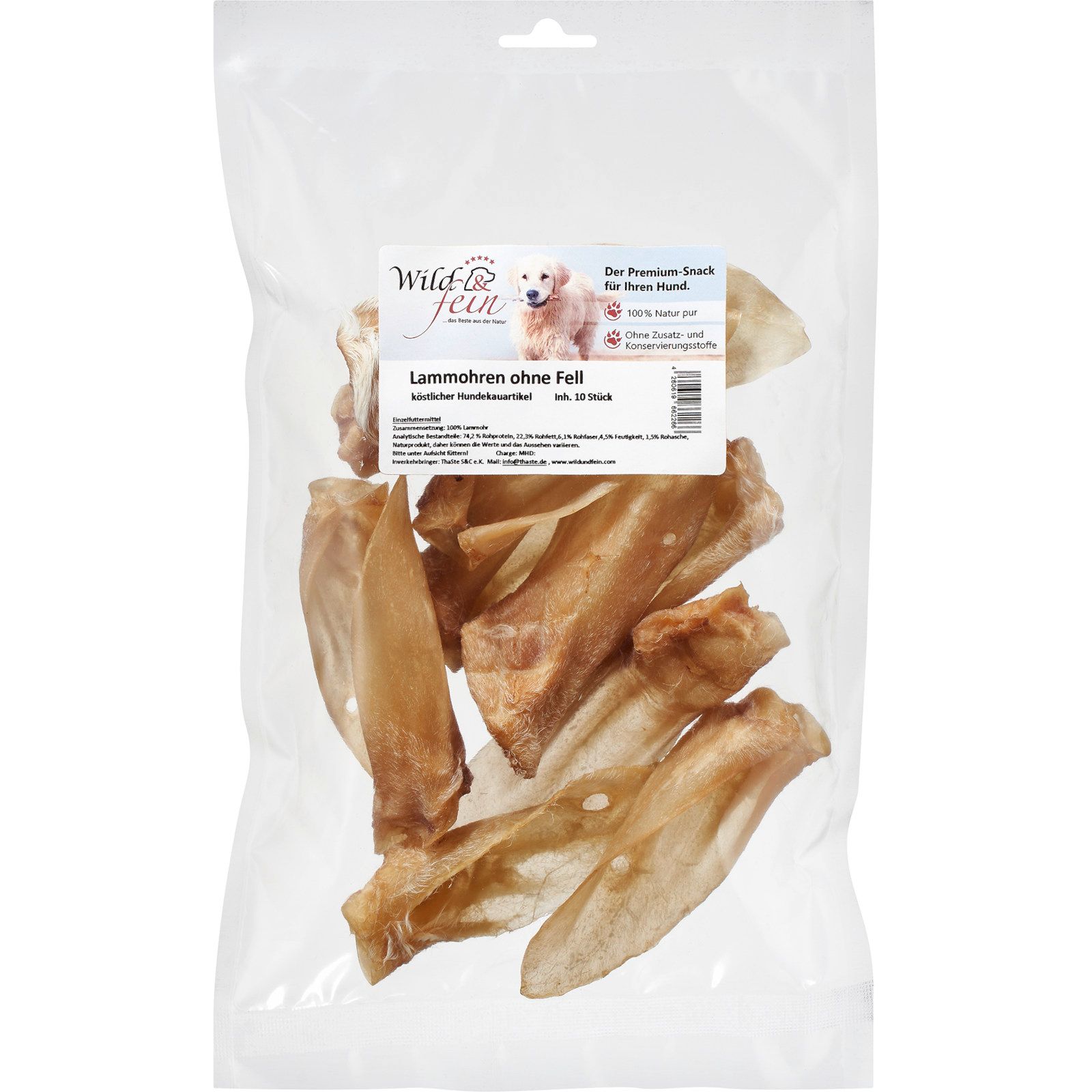 Wild & Fein Hundesnack Lammohren 10 St