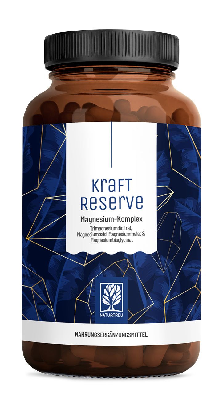 Braune Glasflasche mit schwarzem Deckel. Etikett mit Produktinformationen und Logo. Nahrungsergänzungsmittel.