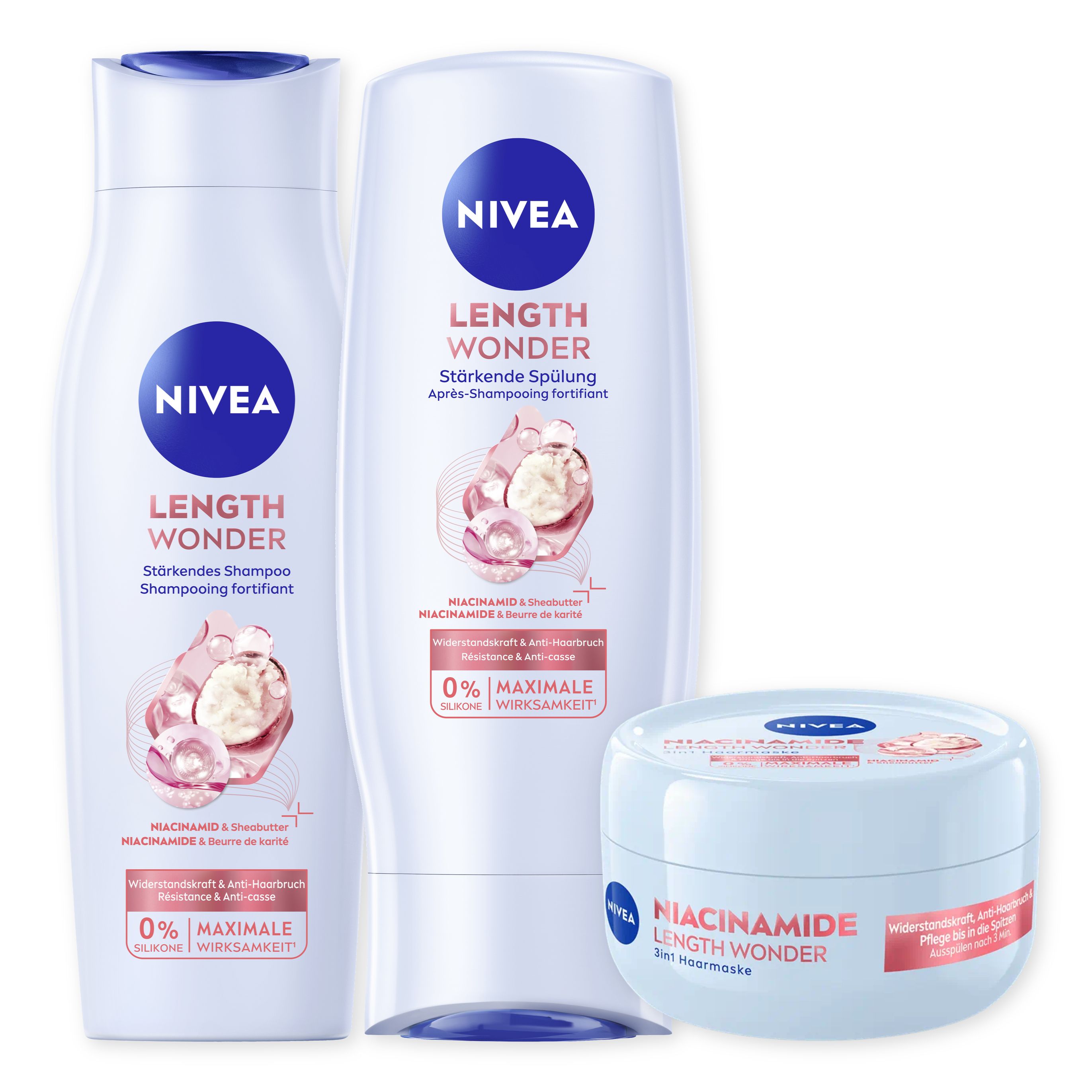 Nivea Length Wonder Routine Set Shampoo Spülung & Haarmaske 650 ml