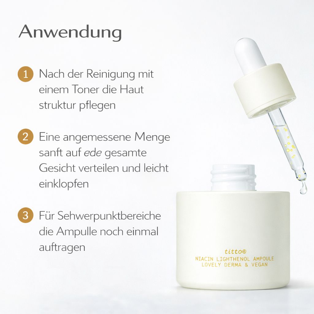 TITTO Niacin Lightenol Ampoule - Aufhellung und Beruhigung in einer einzigen Ampulle.