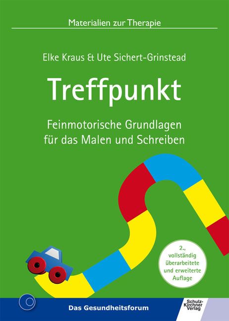 Buchcover mit Titel "Treffpunkt". Autoren: Elke Kraus & Ute Sichert-Grinstead. Untertitel: Feinmotorische Grundlagen für das Malen und Schreiben. Verlag.