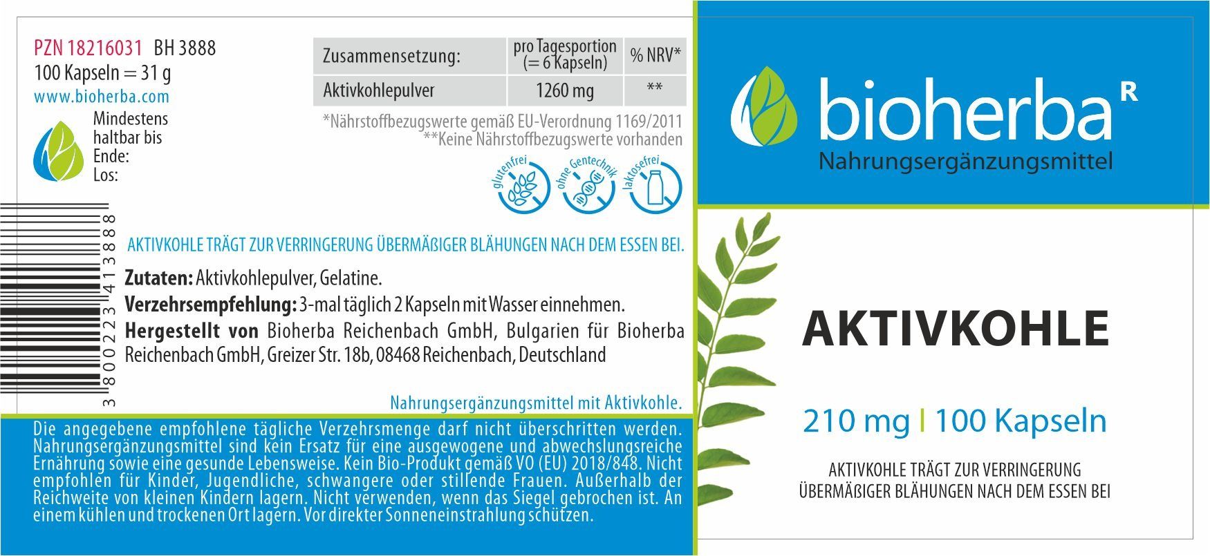 Bioherba Aktivkohle Kapseln