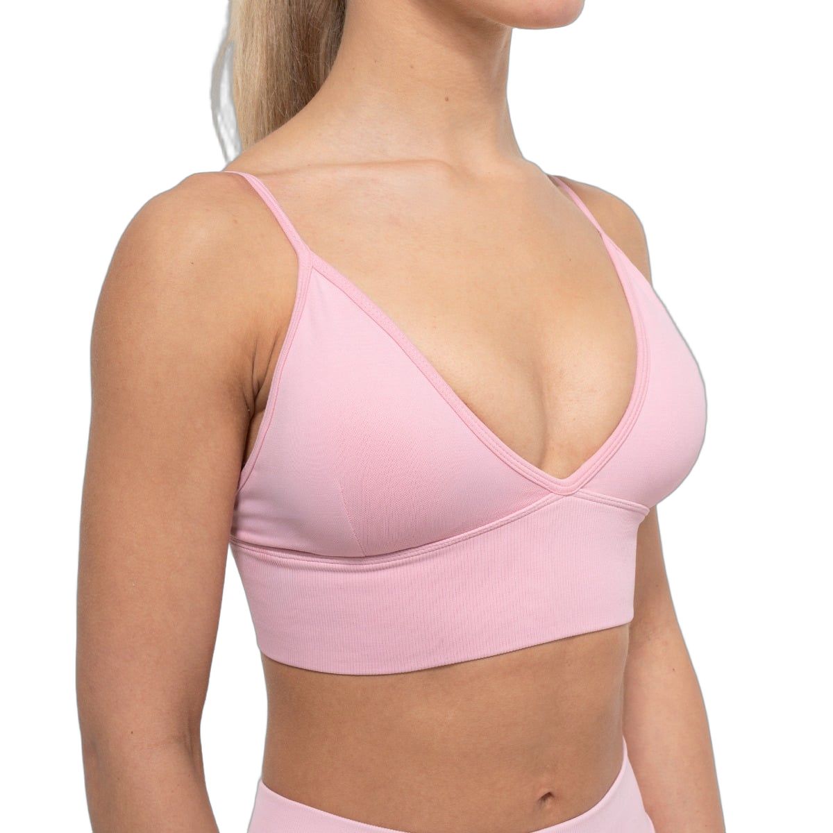 GymBeam Sport-BH Damen nahtlos mit V-Ausschnitt in Babyrosa
