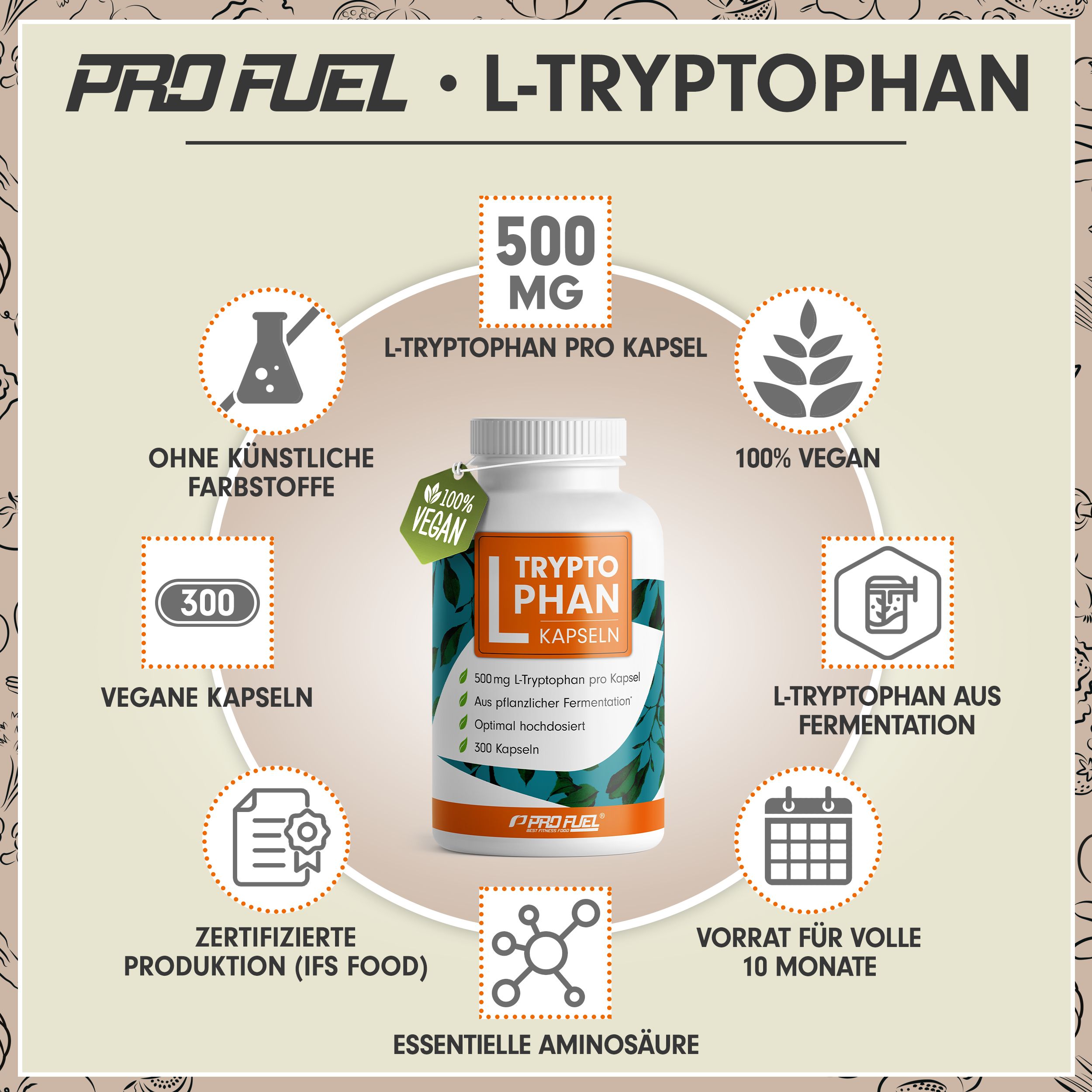 Pro Fuel L-Arginin Kapseln: 360 vegane Kapseln, 6000 mg L-Arginin pro Tag, 750 mg L-Arginin pro Kapsel, 100% vegan, zertifizierte Produktion.