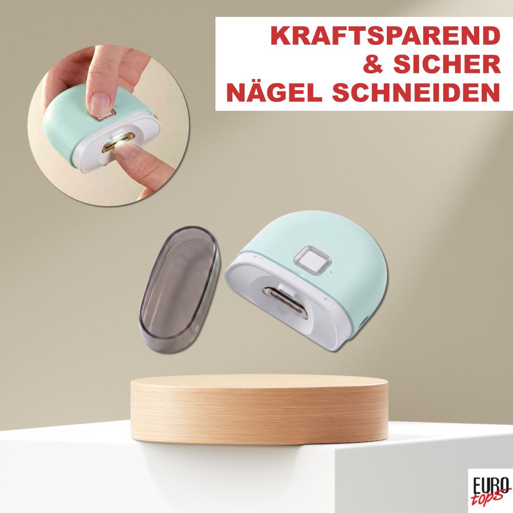EUROtops Nageltrimmer mit LED – elektrischer Nagelschneider mit 2 Stufen - Mint
