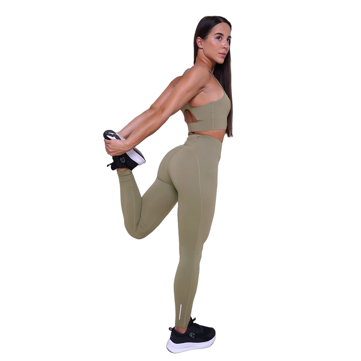 GymBeam Leggings Damen mit Kordelzug und Taschen in Vetiver