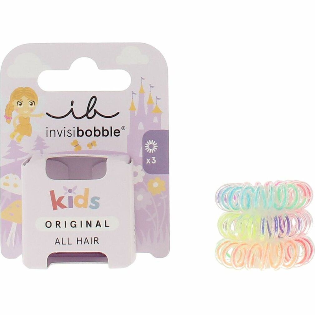 Haargummis und Verpackung. Aufdruck: ib invisibobble, Kids Original All Hair. 3 Stück. Mehrfarbige Spiralen.