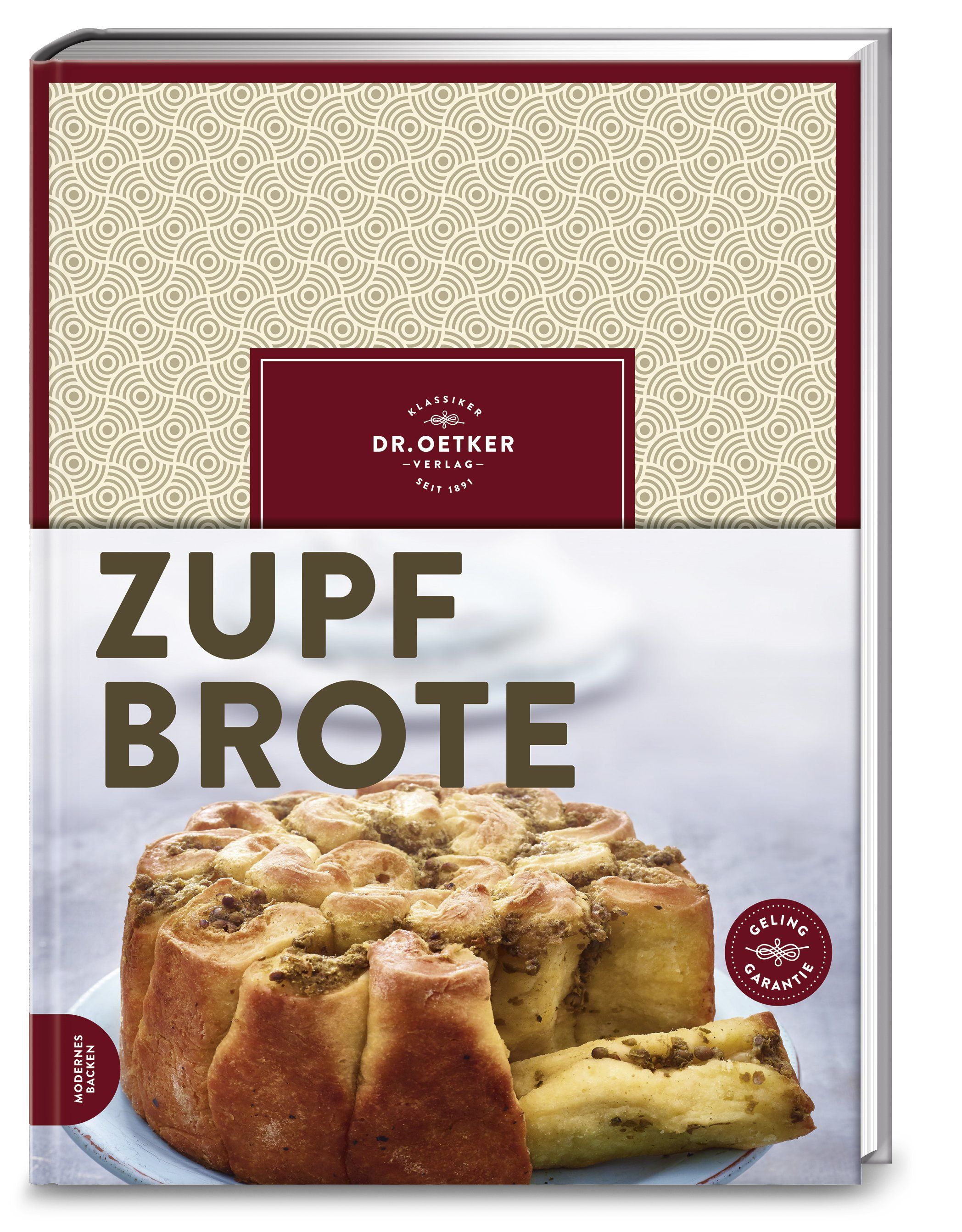 Buch mit dem Titel Zupfbrote. Auf dem Cover ein Brot, darunter der Schriftzug. Oben Logo Dr. Oetker Verlag.