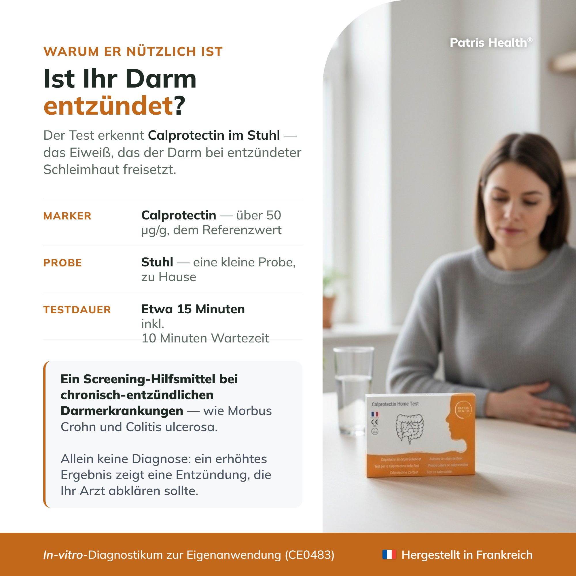 Qualitätsmerkmale des Calprotectin-Tests: Erfahrung, Zertifizierung, Prüfung, Überwachung.