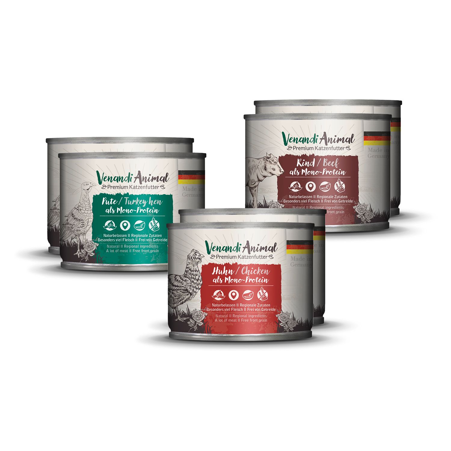 Venandi Animal - Probierpaket - Huhn, Ente, Rind