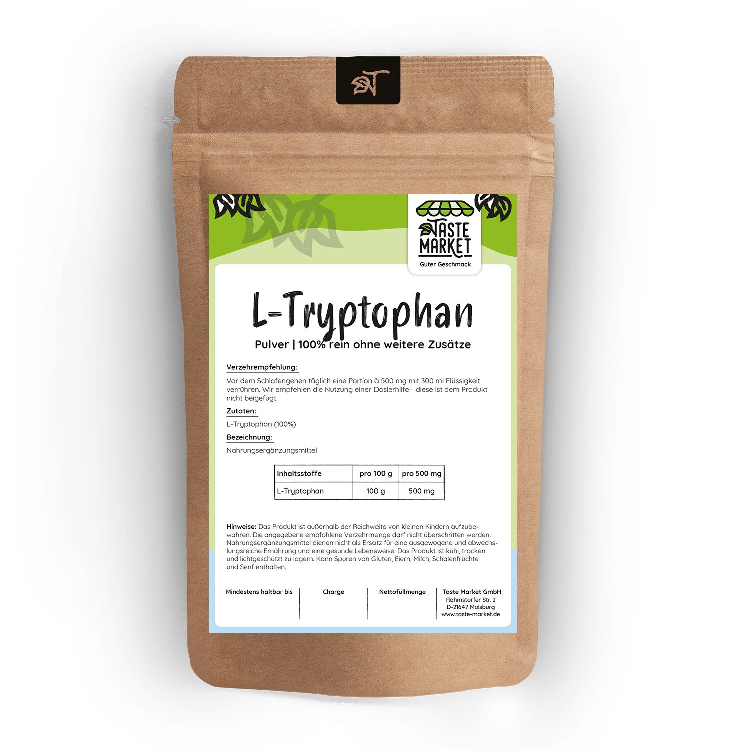Taste Market L-Tryptophan 0,2 kg Pulver