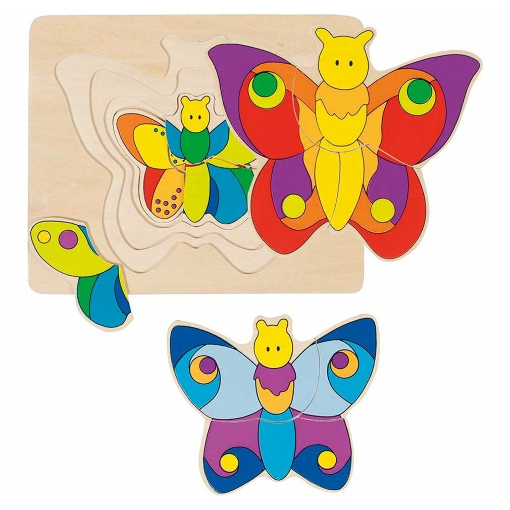 Puzzle di legno Goki a 3 strati con farfalla 1 St view 2