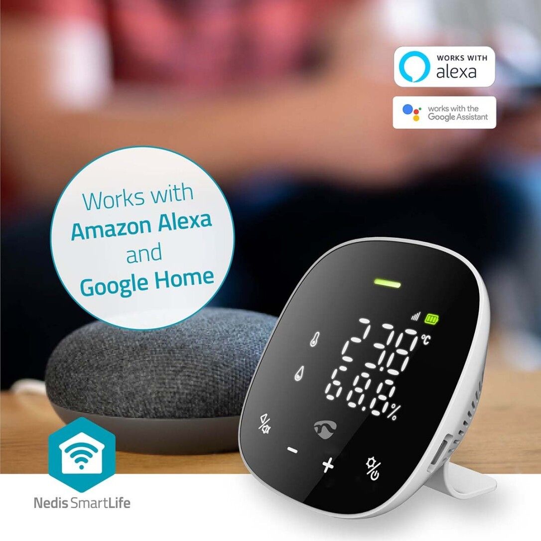 Nedis SmartLife Luftqualitätsmonitor / Wi-Fi / Display / Kohlendioxid (CO2) / Luftfeuchtigkeit / Te