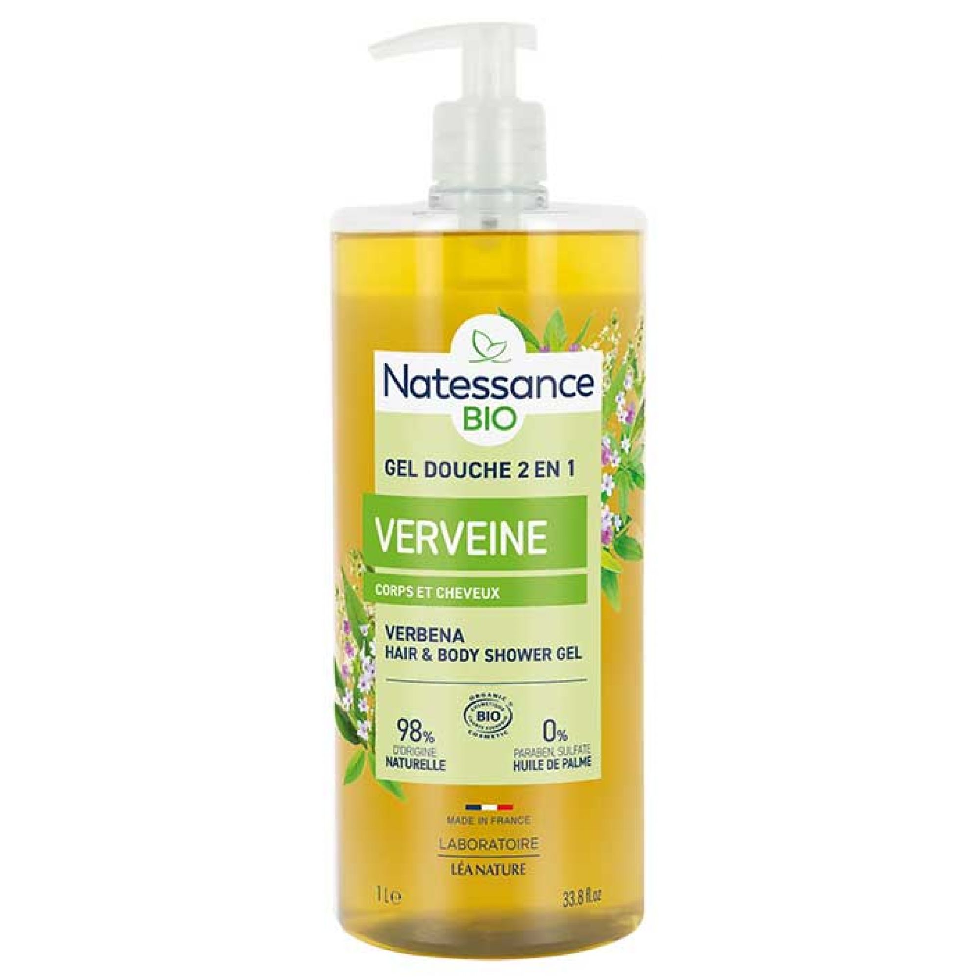 Natessance Shampoo Dusche Verbena Zitrone 24,5x8,5x8,5 cm