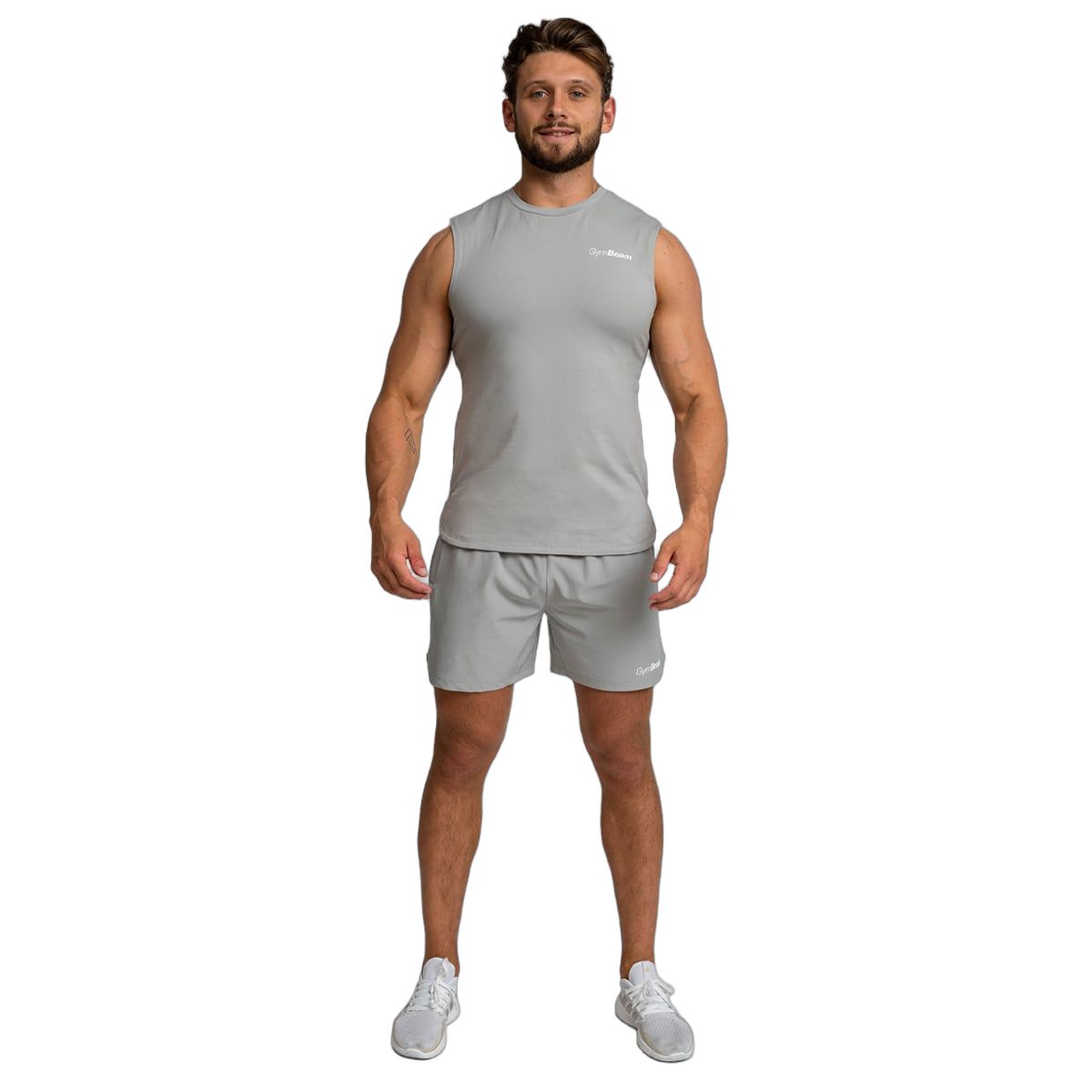 GymBeam Shorts Herren Regular TRN Grau mit Gummizug und Reißverschlusstaschen
