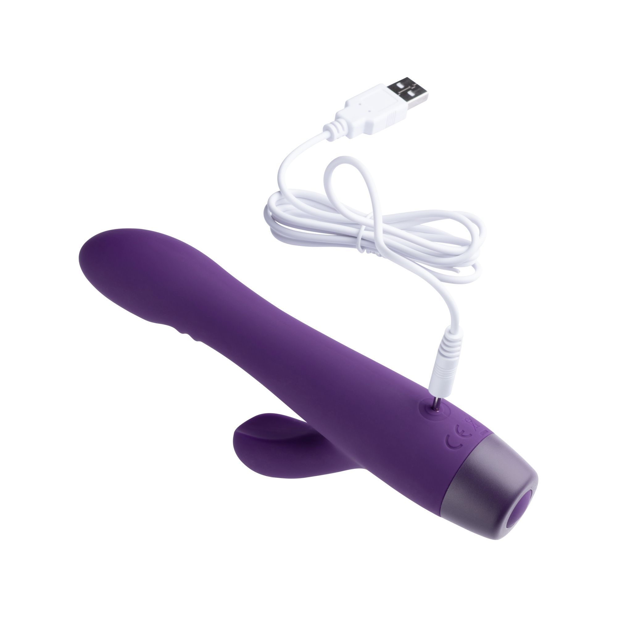 Lila Rabbit Vibrator mit Ladekabel. Kabel mit USB-Anschluss.