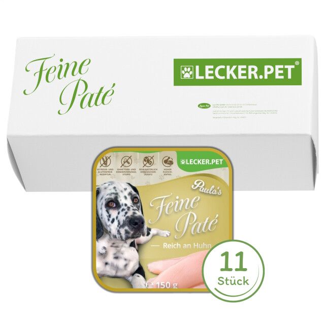 11 x 150 g Lecker.Pet® Paula's Feine Paté Reich an Huhn Hundefutter Nassfutter Vollnahrung