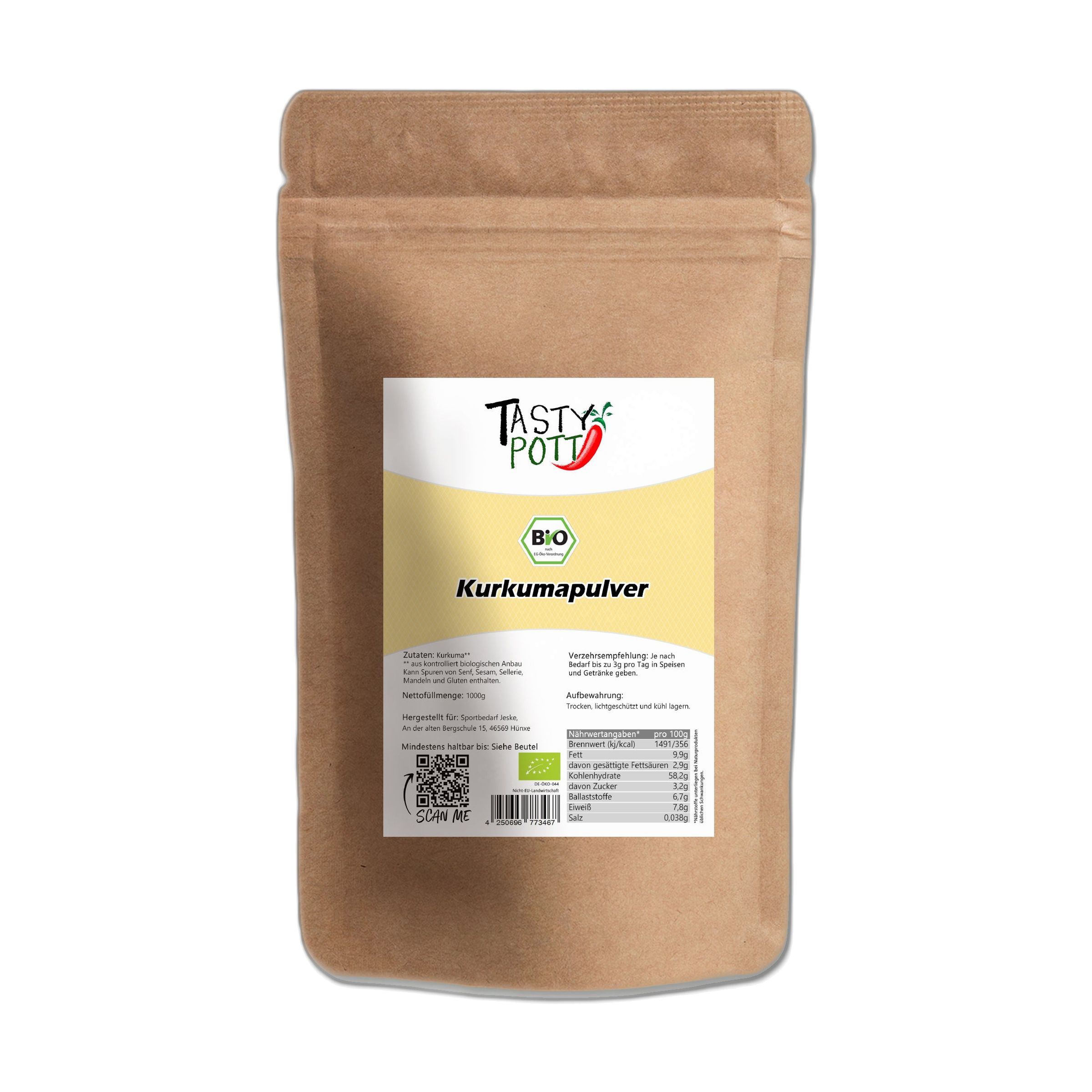 Tasty Pott Bio Kurkuma gemahlen 1 kg Pulver