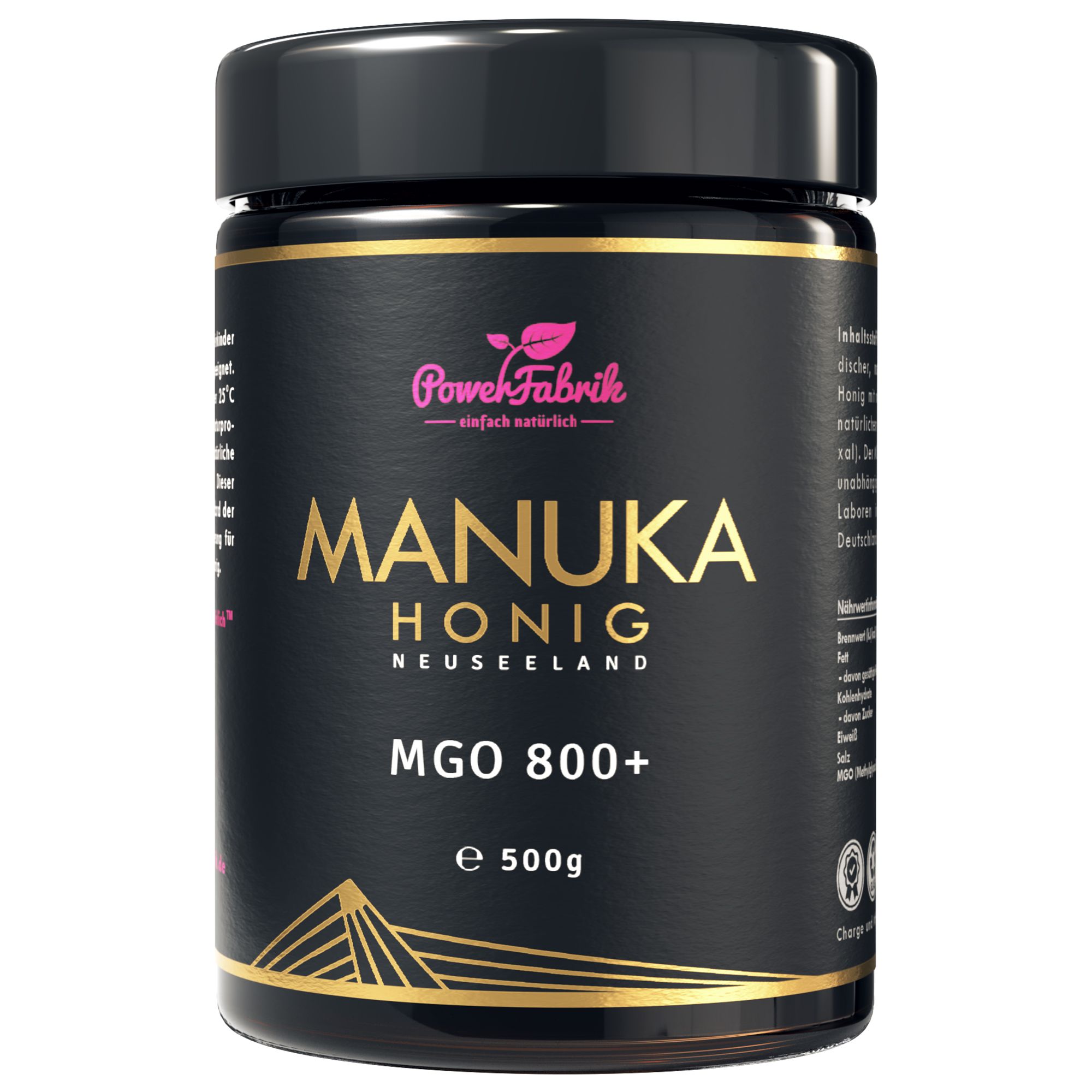 PowerFabrik Manuka Honig MGO 800+, im Glas 500 g